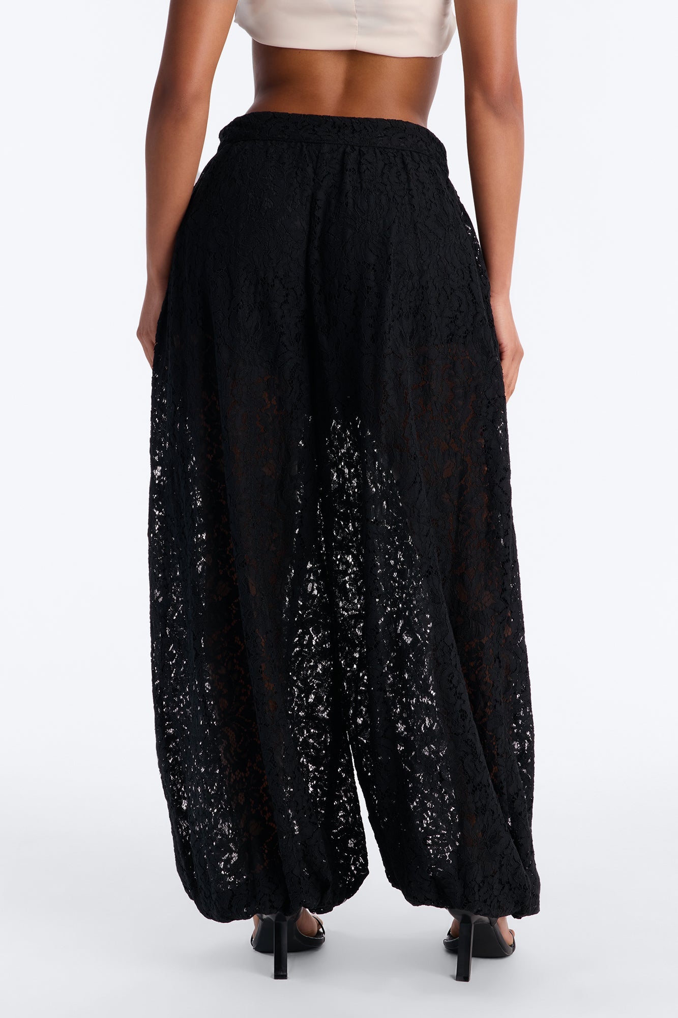 Barely A Secret Sheer Lace Balloon Pant 30″ - Black