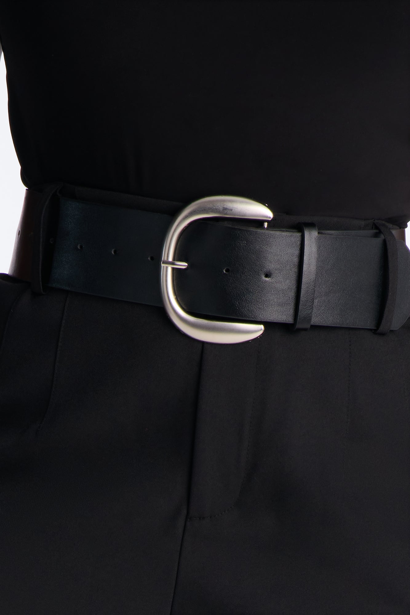 Rebecca Belted Barrel Trouser Pants - Black