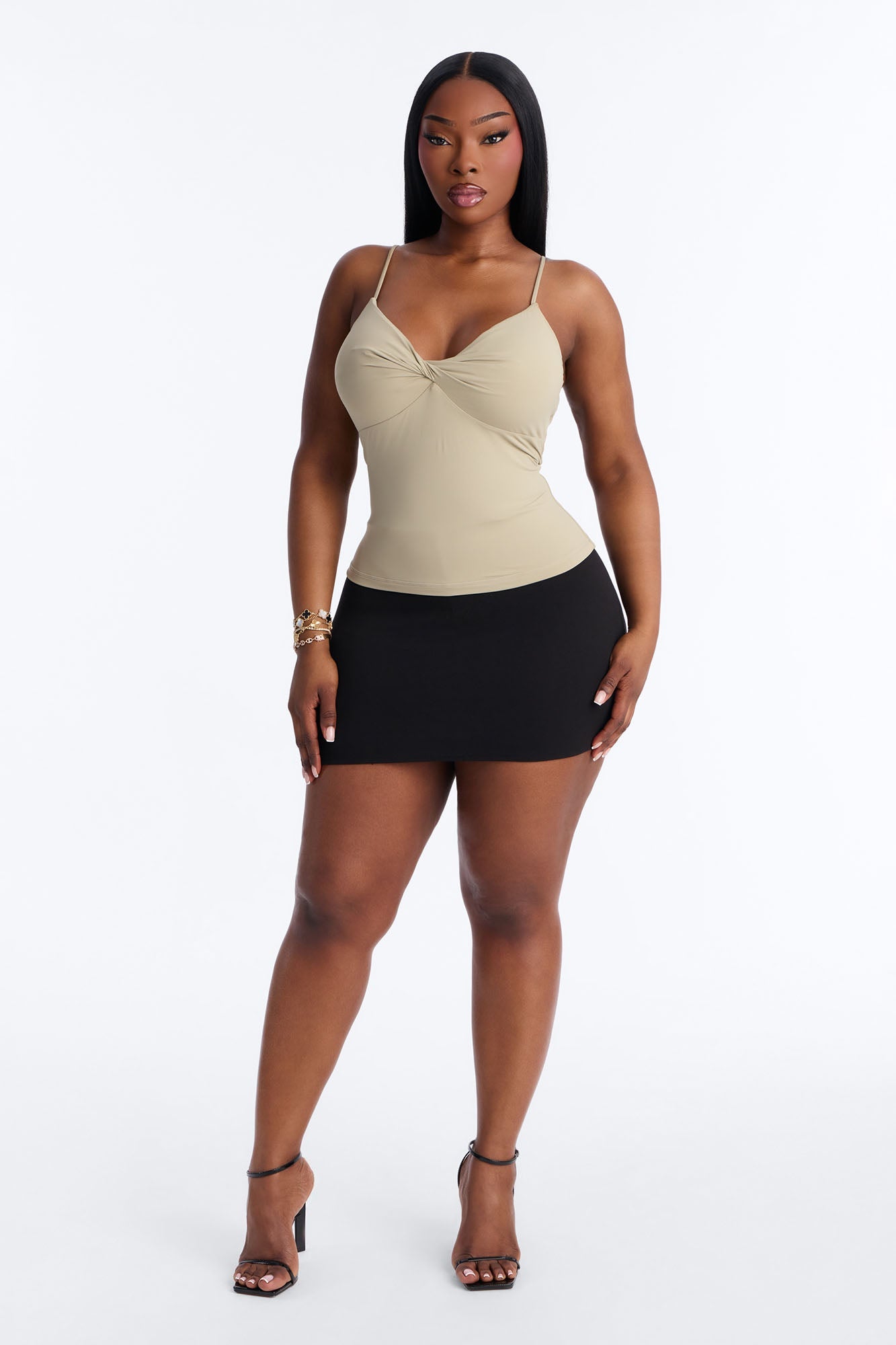 Second Skin Double Lined Twist Cami - Olive
