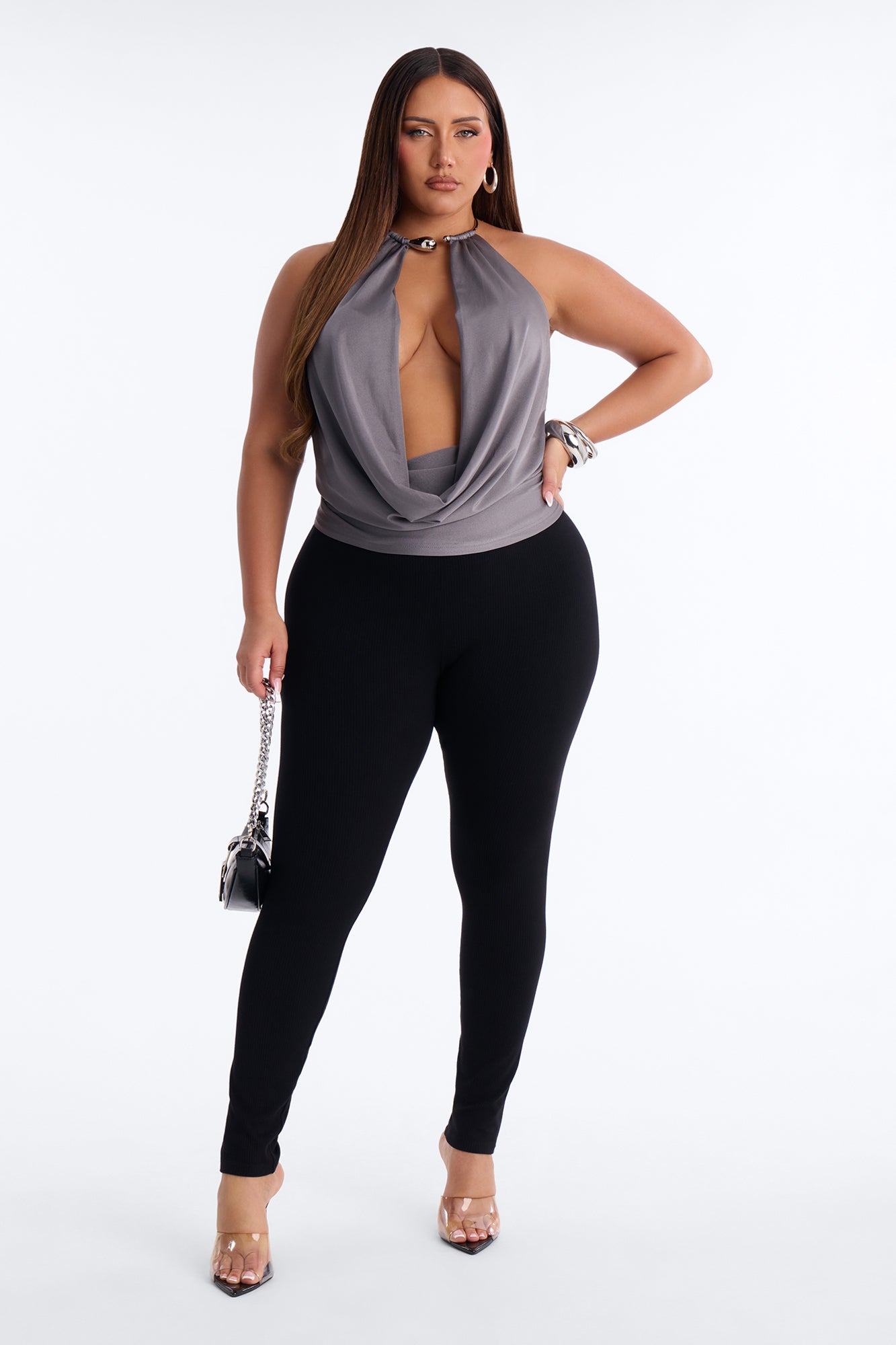 Ultra Ribbed Mid Rise Legging - Black