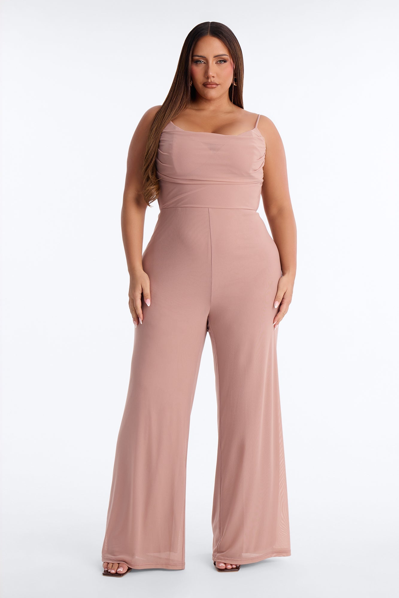 Maria Mesh Wide Leg Jumpsuit - Taupe
