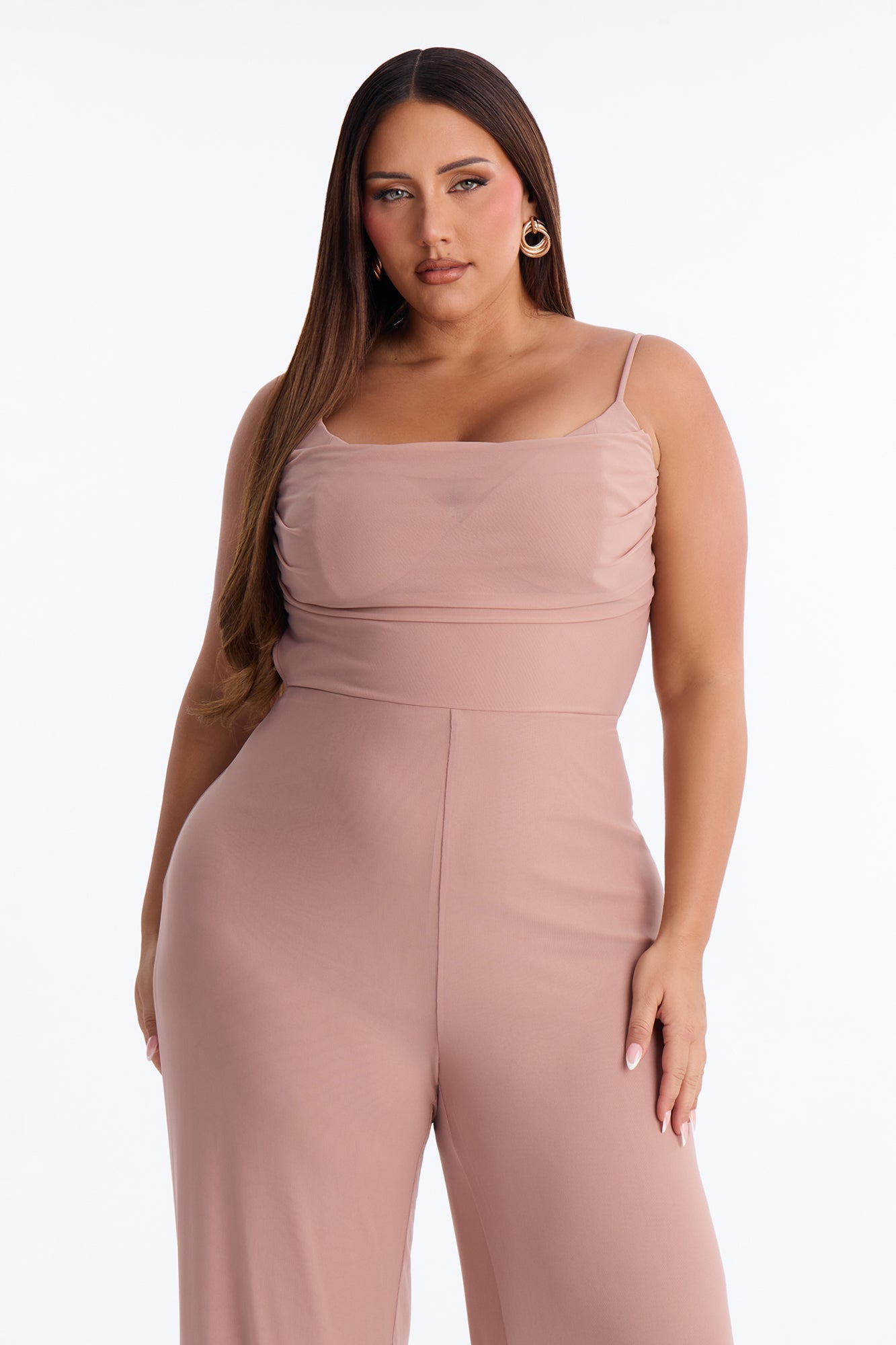 Maria Mesh Wide Leg Jumpsuit - Taupe