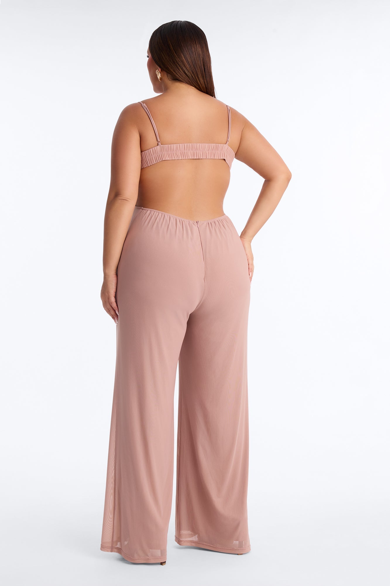 Maria Mesh Wide Leg Jumpsuit - Taupe
