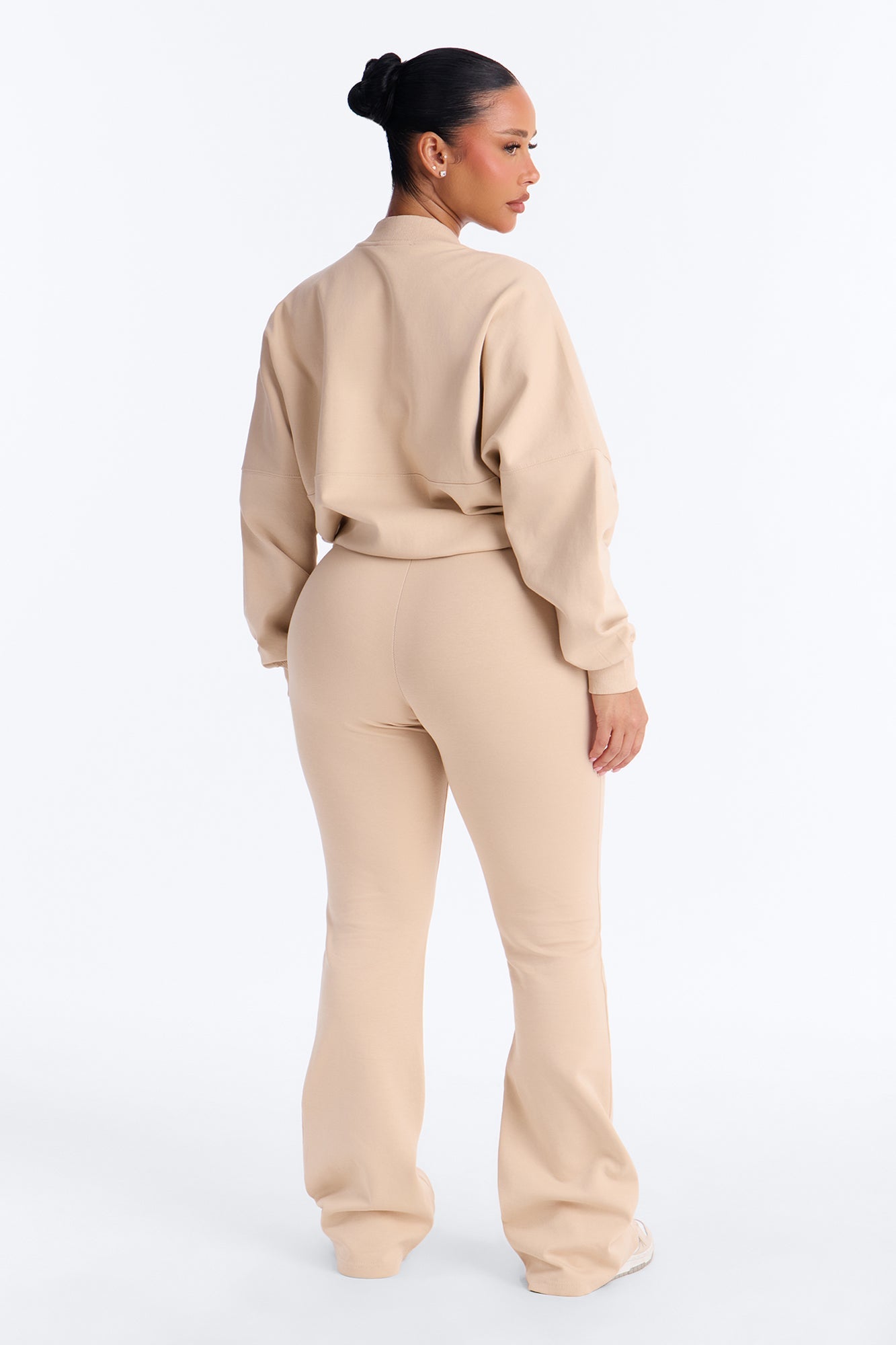 Kelsey Double Zip Flare Leg Pant Set - Stone