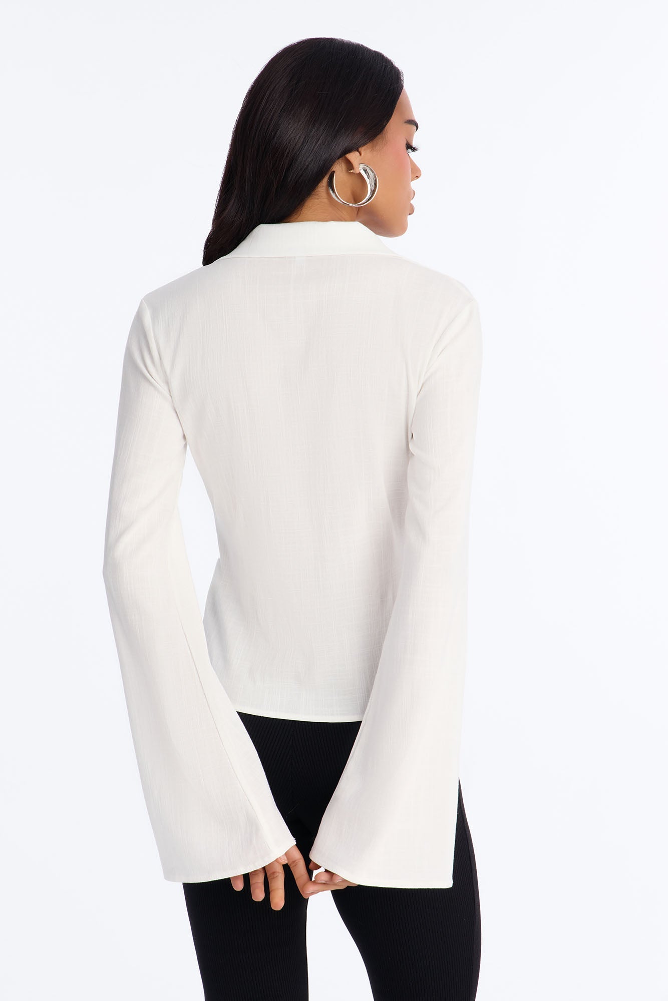 Just Doing Me Ruched Linen Top - White