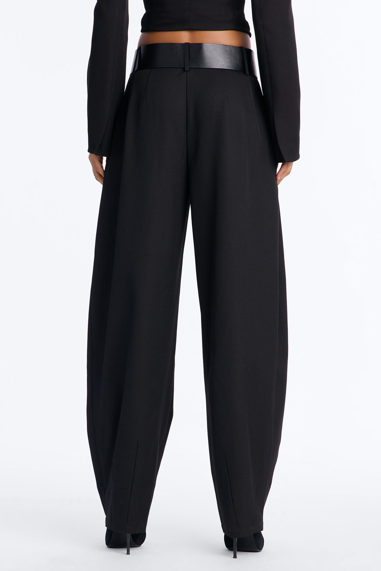 Rebecca Belted Barrel Trouser Pants - Black