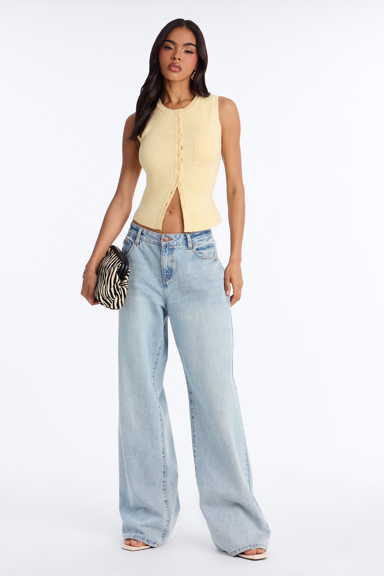 Leona Button Up Sweater Top - Butter Yellow