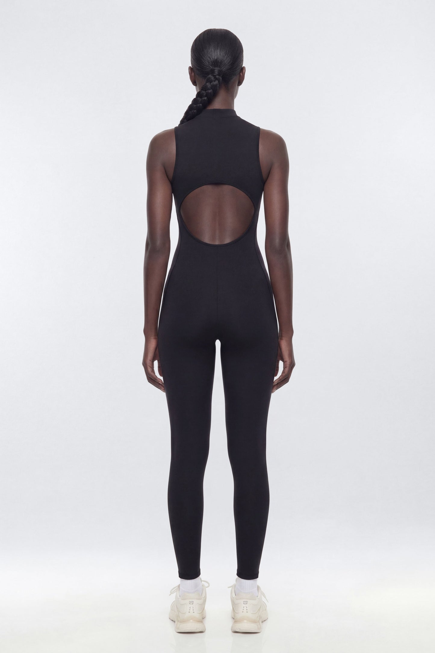 ProStretch™ 27″ Zip Up Mock Neck Skinny Jumpsuit - Black