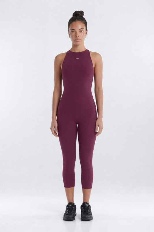 ProStretch™ 18″ High Neck Capri Jumpsuit - Merlot