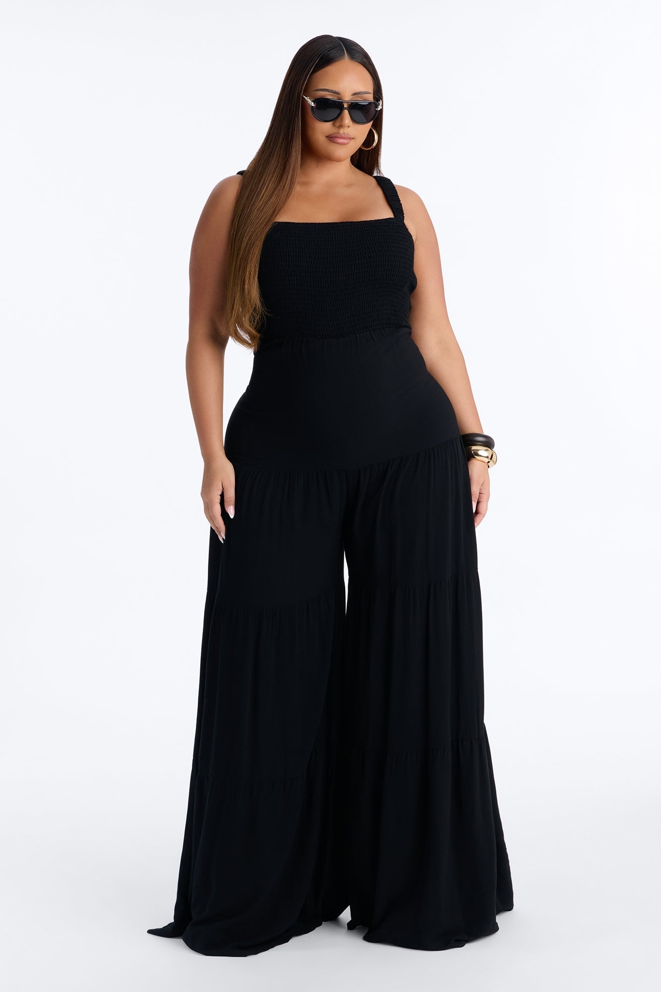 Risa Tiered Wide Leg Jumpsuit - Black Fashion Nova