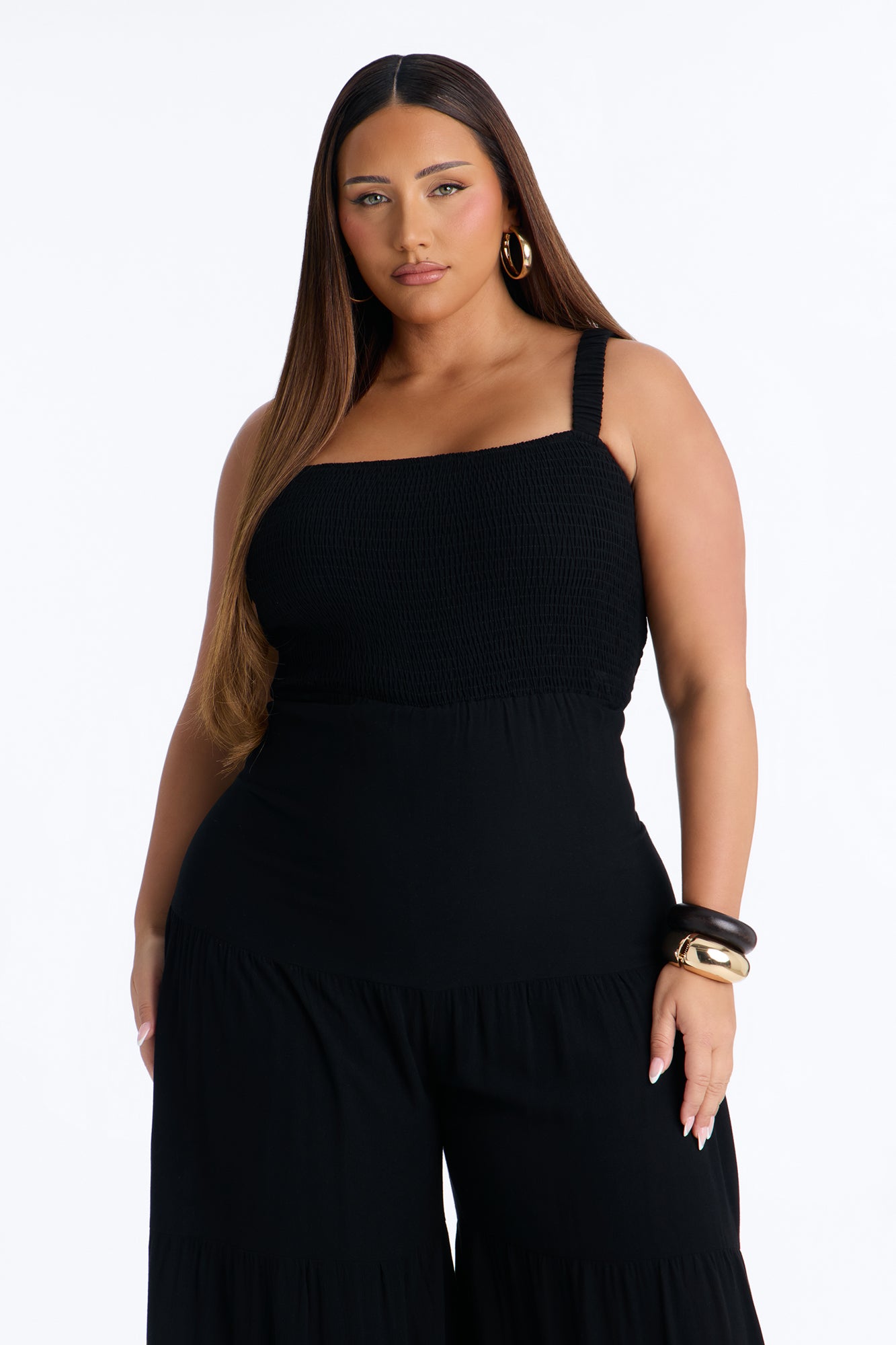 Risa Tiered Wide Leg Jumpsuit - Black Fashion Nova