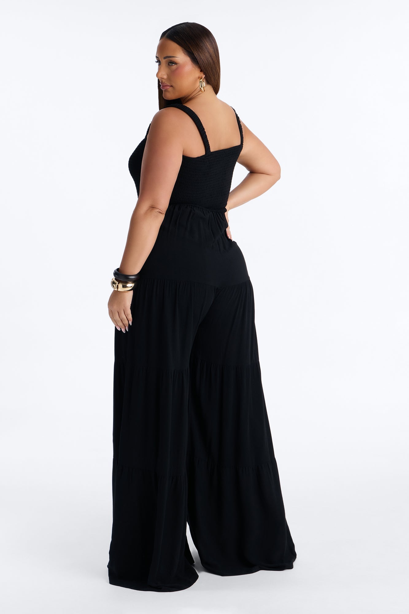 Risa Tiered Wide Leg Jumpsuit - Black Fashion Nova