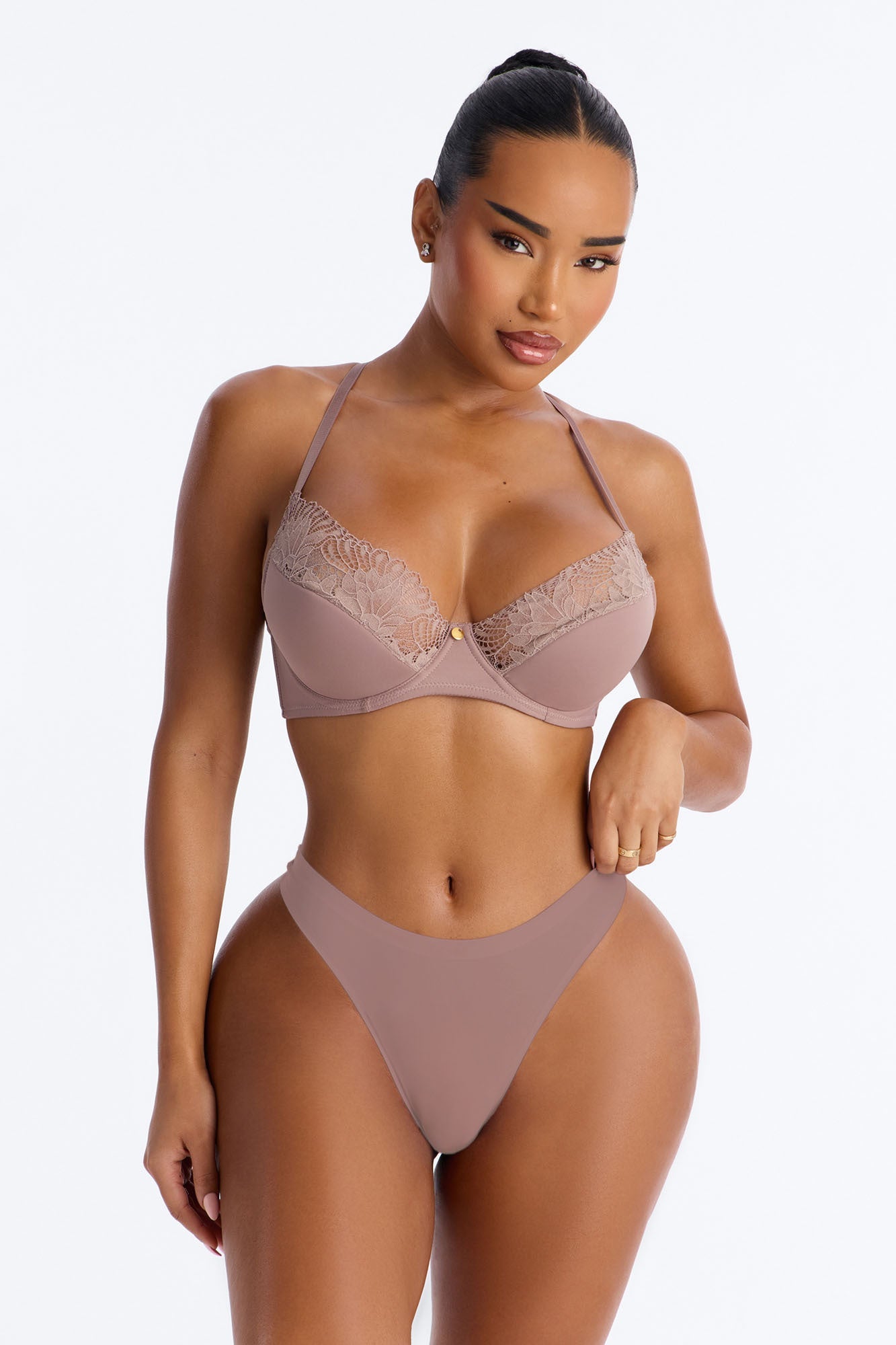 In The Zone Nylon Thong Panty - Mauve