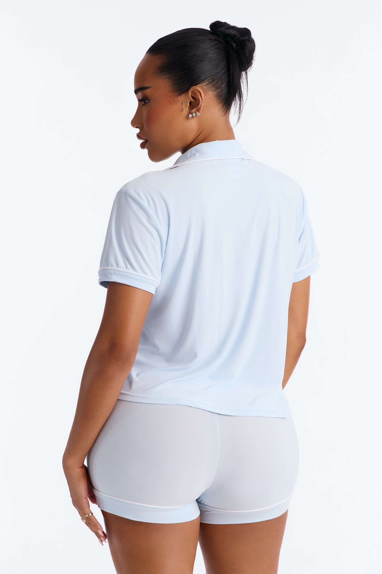My Maid Of Honor Notch Collar PJ Short Set - Light Blue