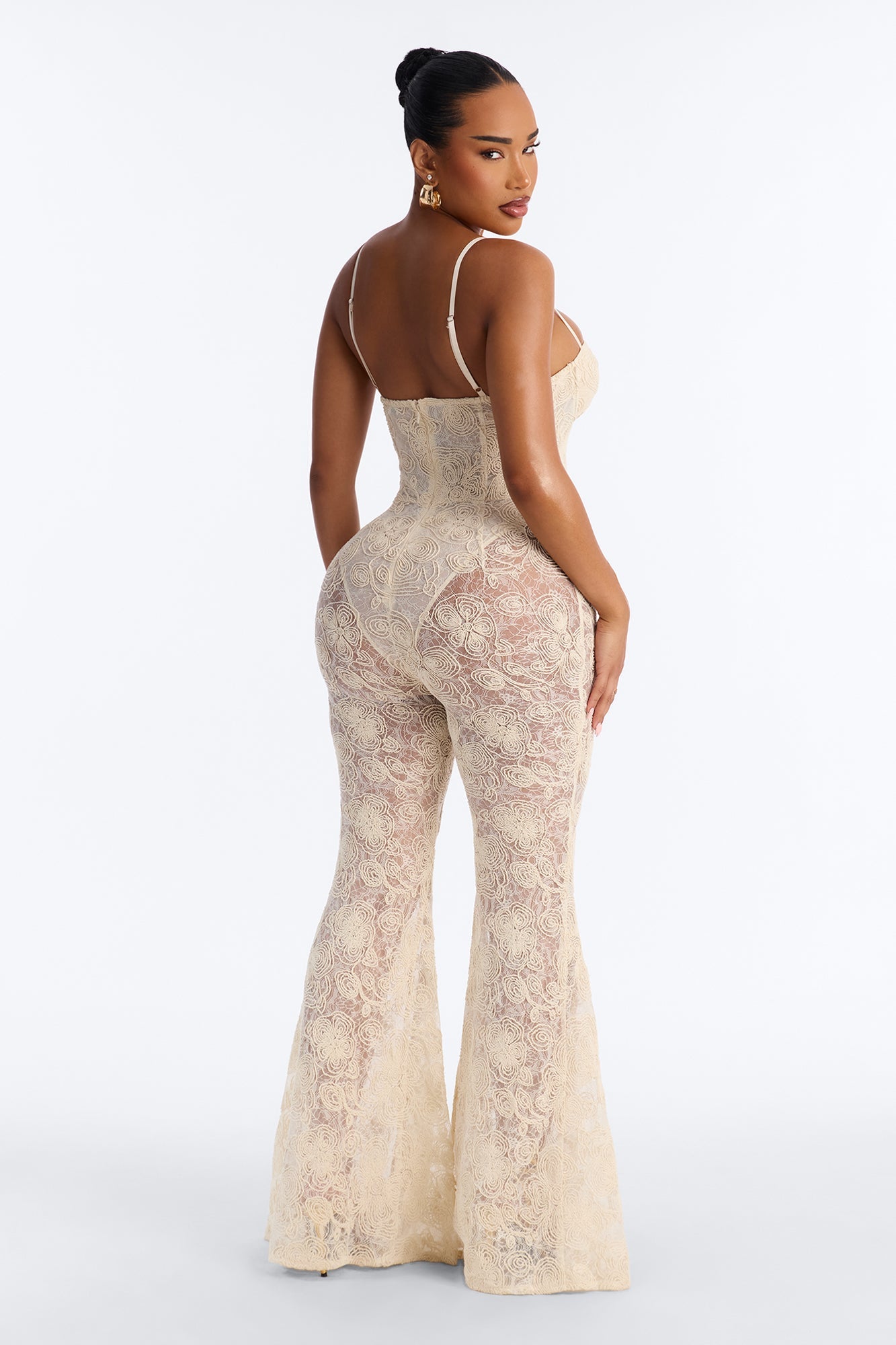 Meena Lace Flare Jumpsuit - Ivory