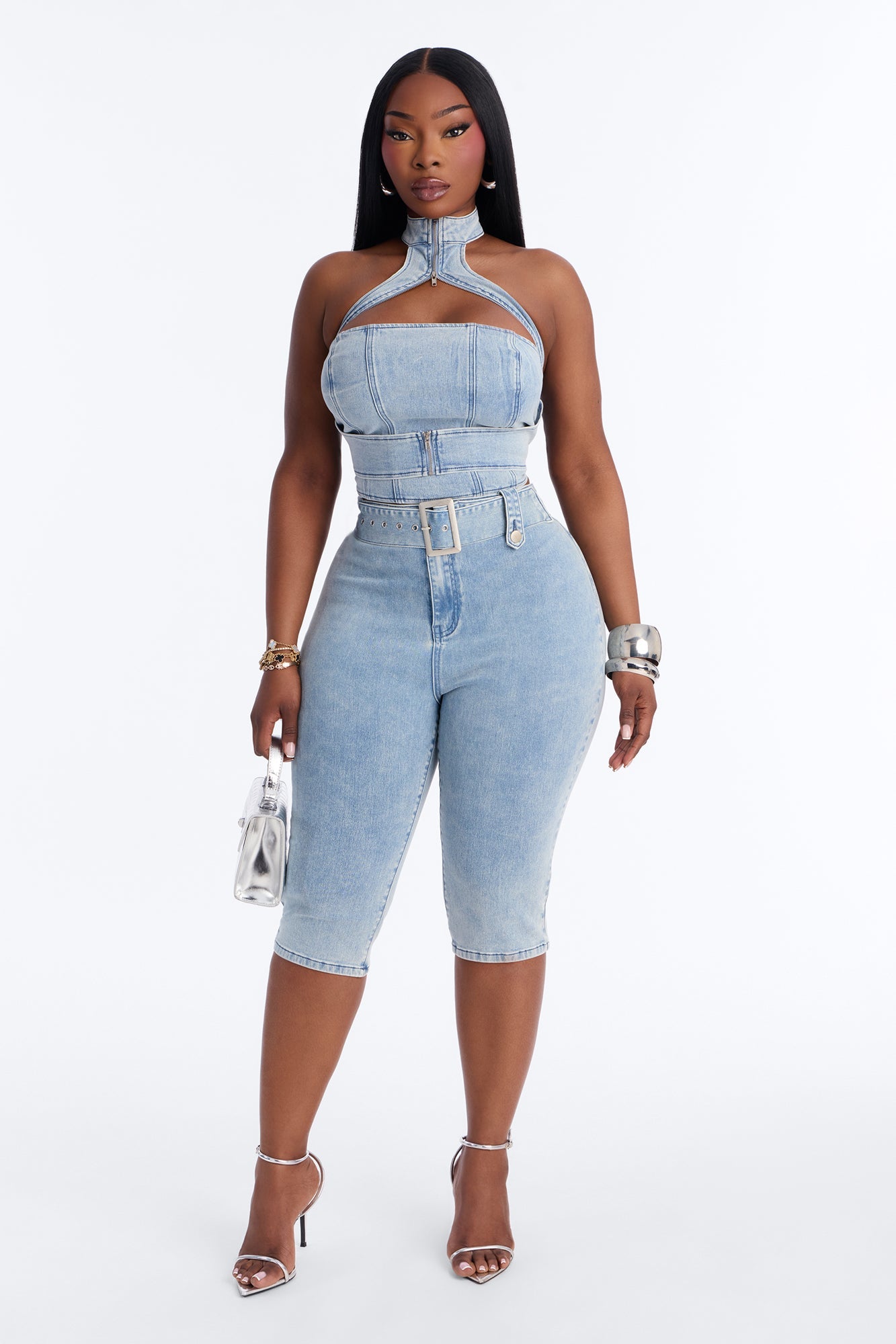 Let Me Adore You Capri Set - Light Wash