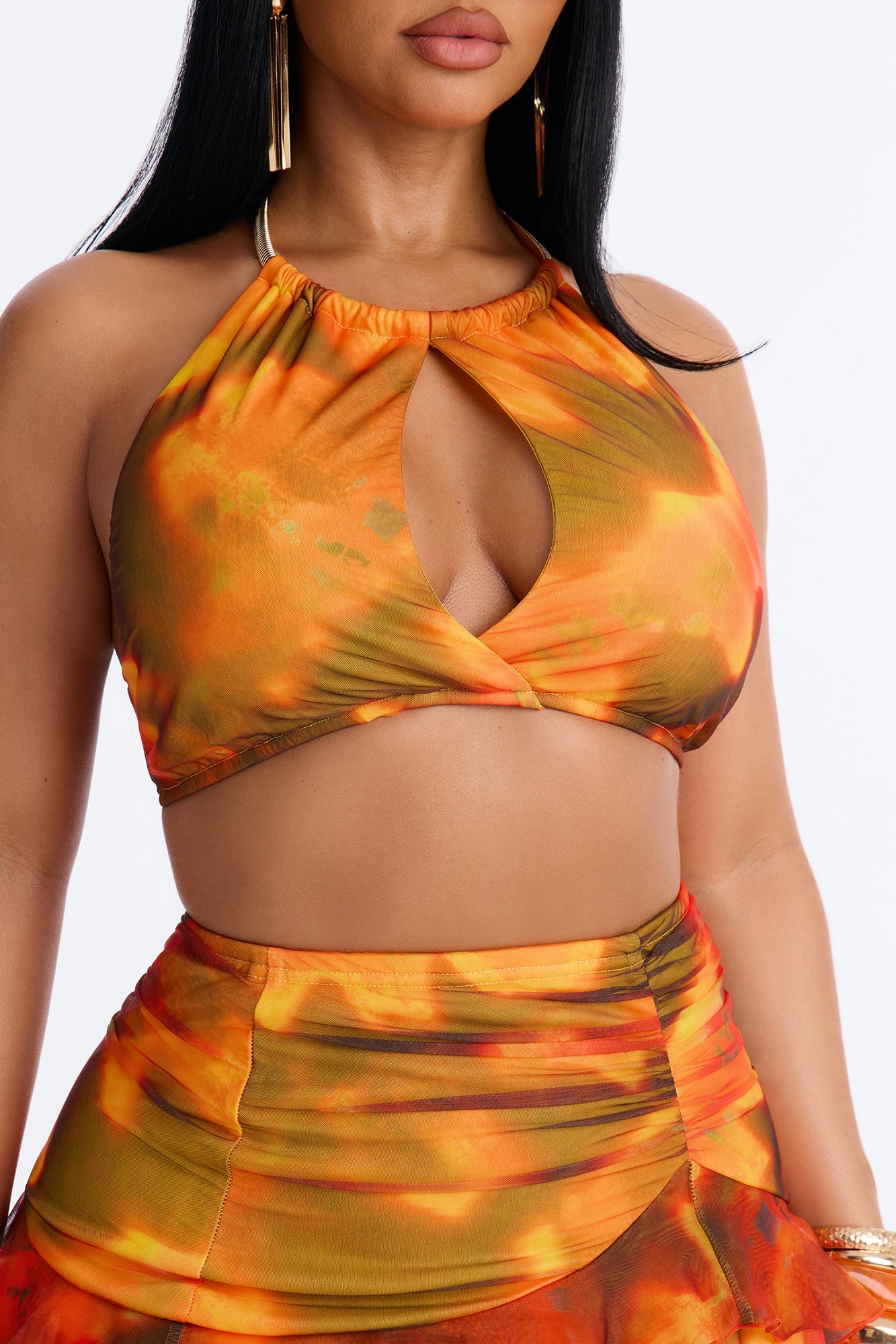 Paradise Life Mesh Skirt Set - Orange/combo