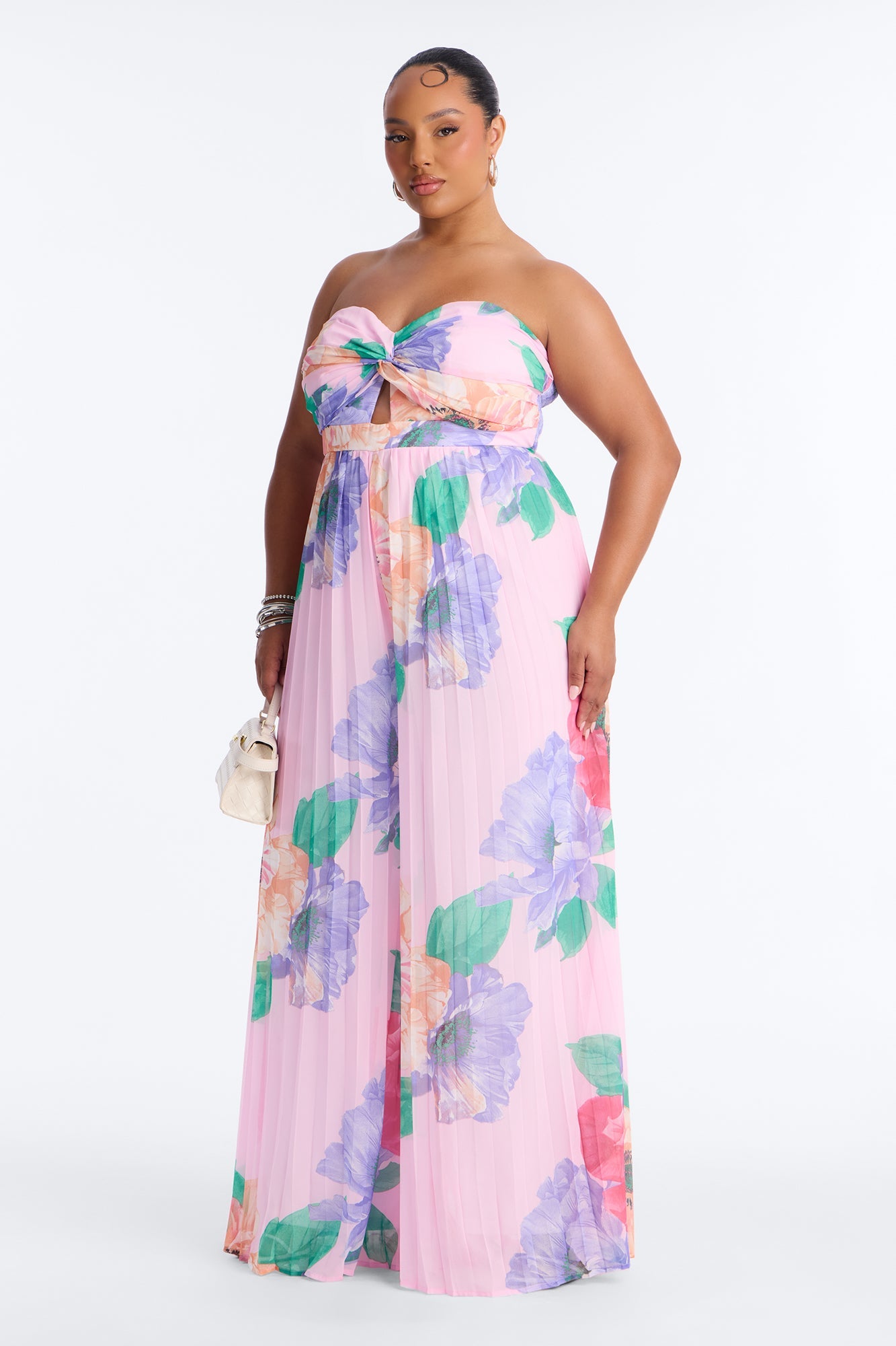 Chelley Chiffon Floral Wide Leg Jumpsuit - Pink