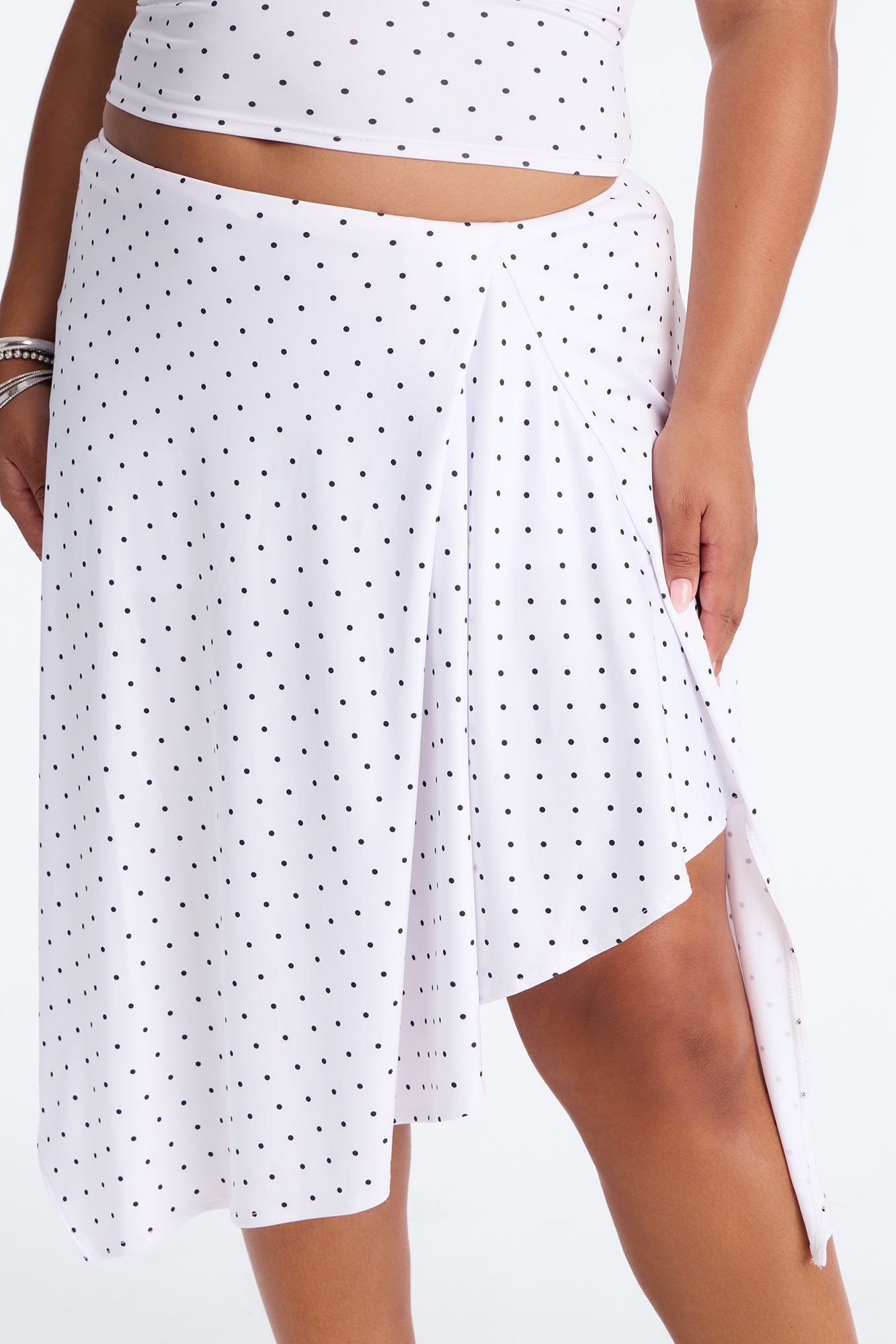 Dolly Halter Polka Dot Skirt Set - White/Black