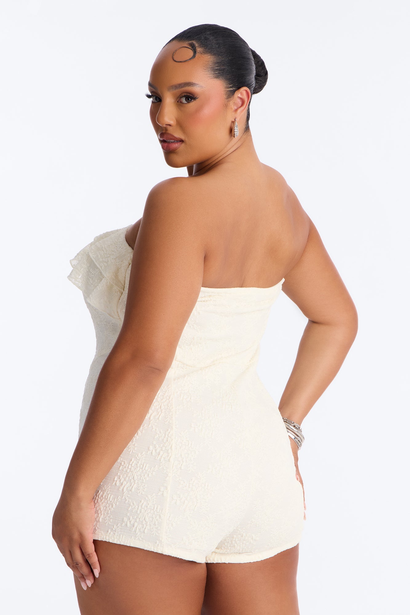Leia Textured Lace Micro Romper - Ivory