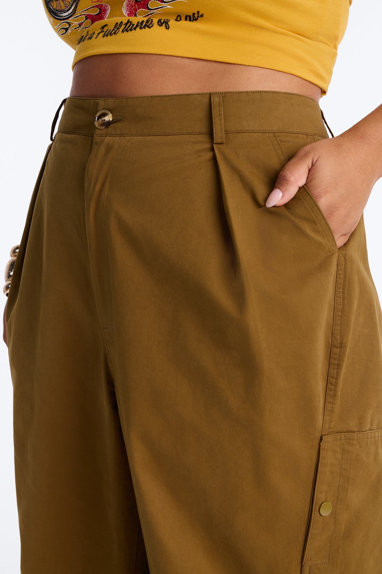 Lyla High Rise Wide Leg Cargo Pant 32″ - Olive