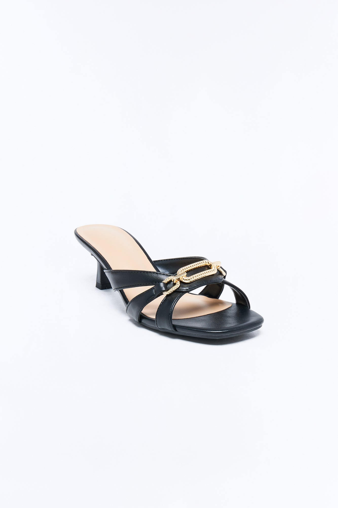 Corinne Kitten Heel Mules - Black