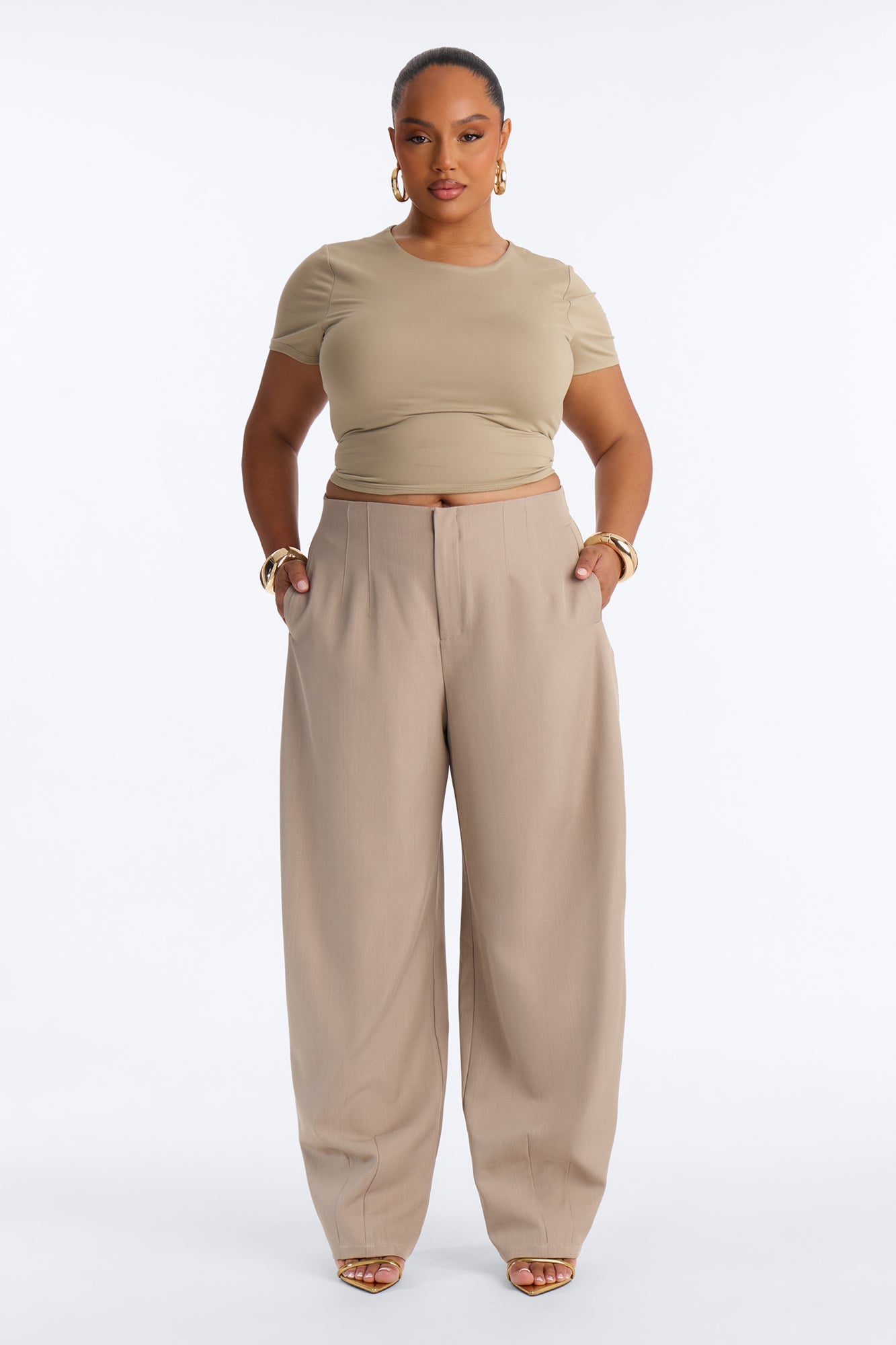 Margaret Barrel Trouser Pants 32″ - Stone