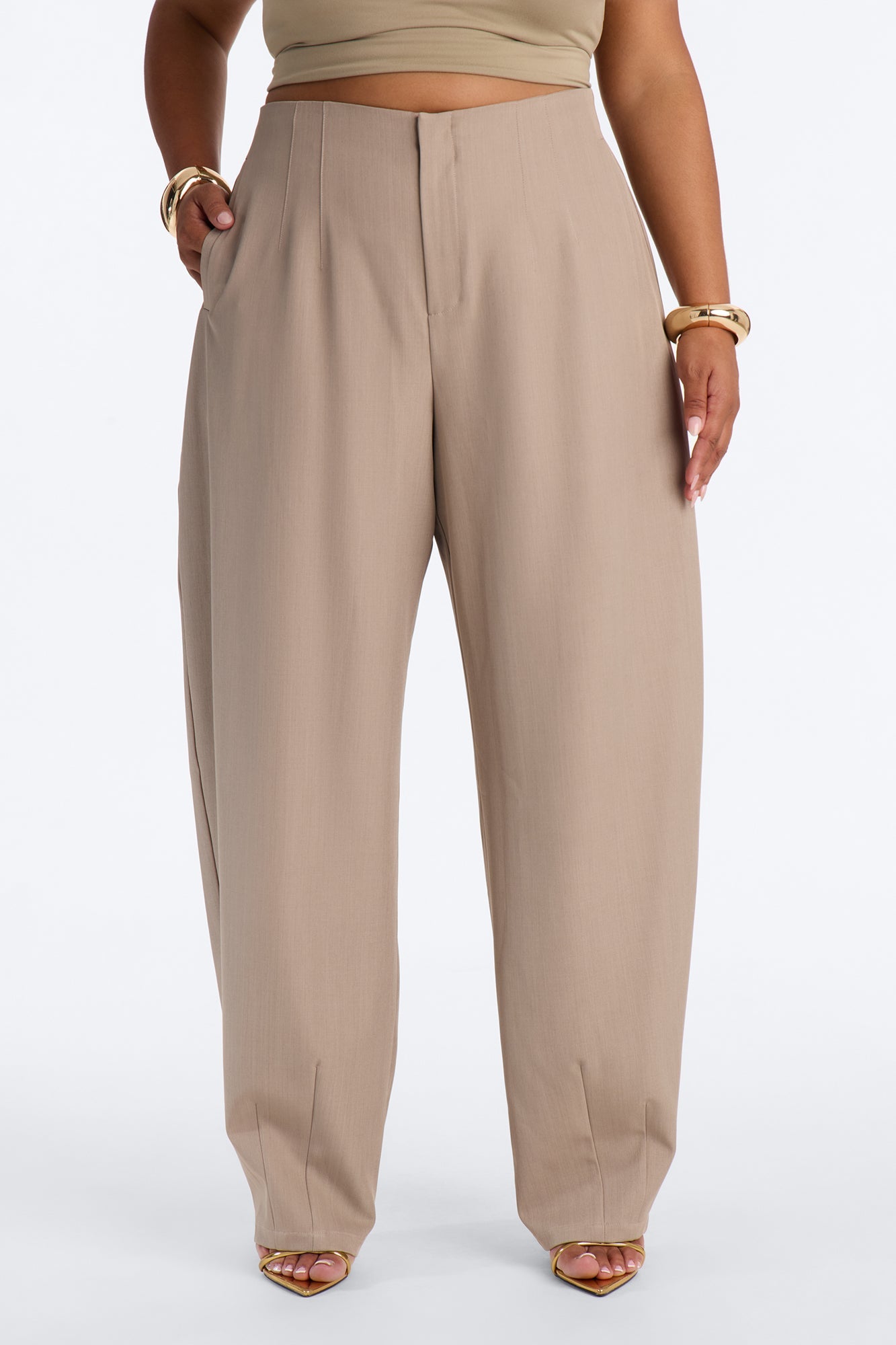 Margaret Barrel Trouser Pants 32″ - Stone