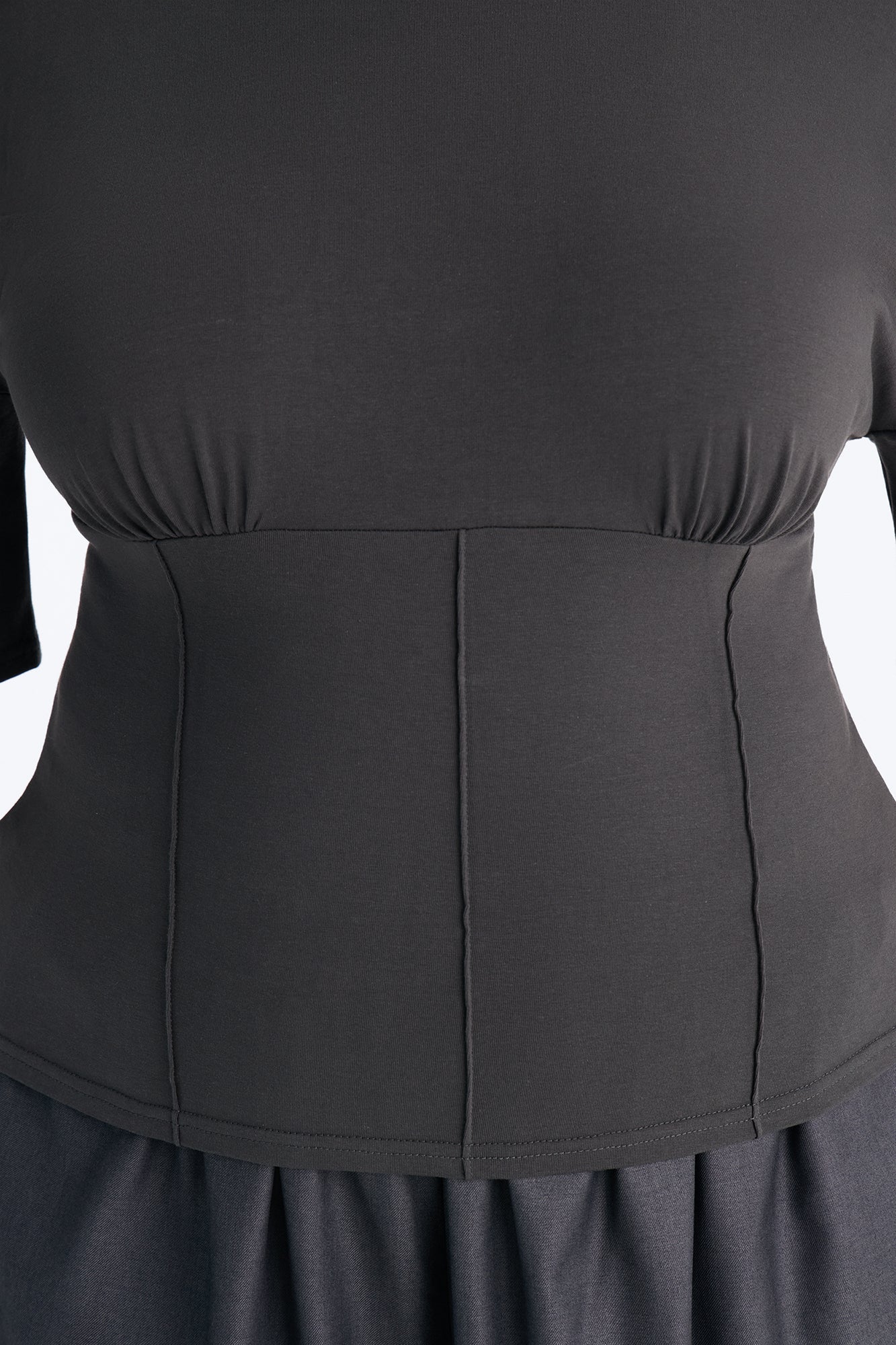 Kaylee Cinched Waist Short Sleeve T-Shirt - Charcoal