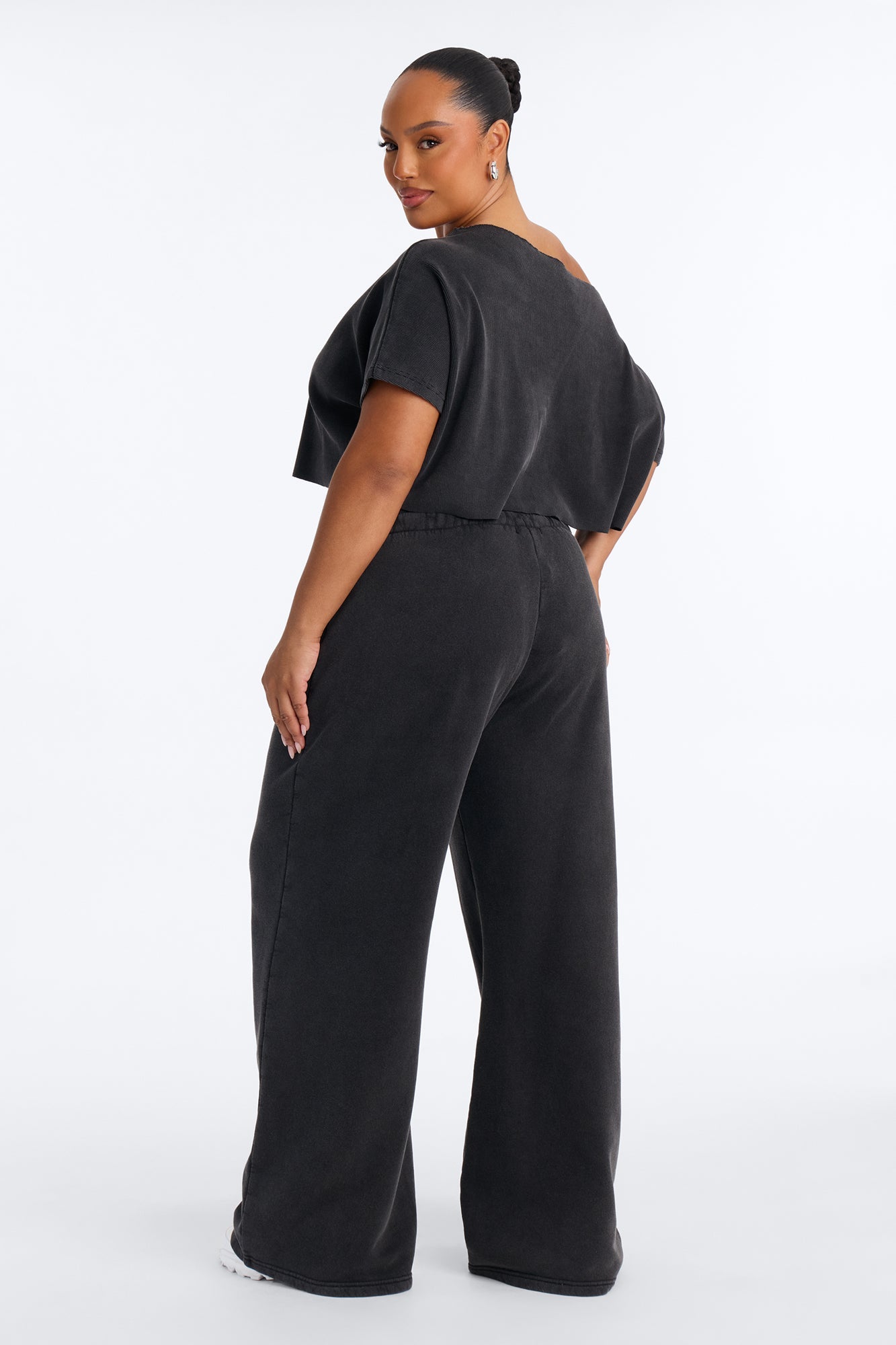 Mila Off Shoulder Top And Sweatpant Set - Charcoal