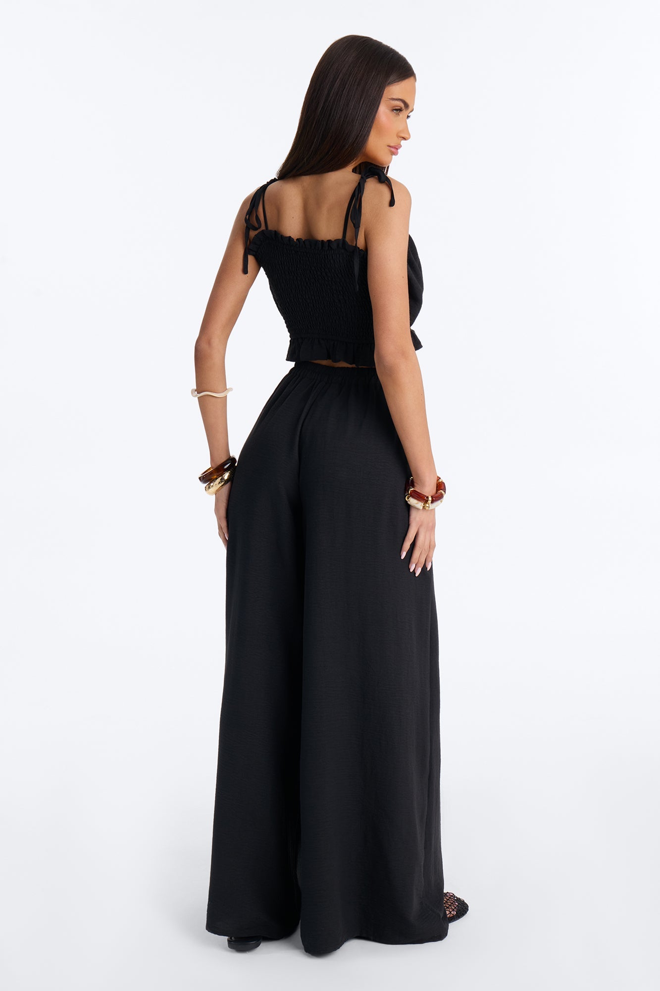 Kenya Wide Leg Pant Set - Black