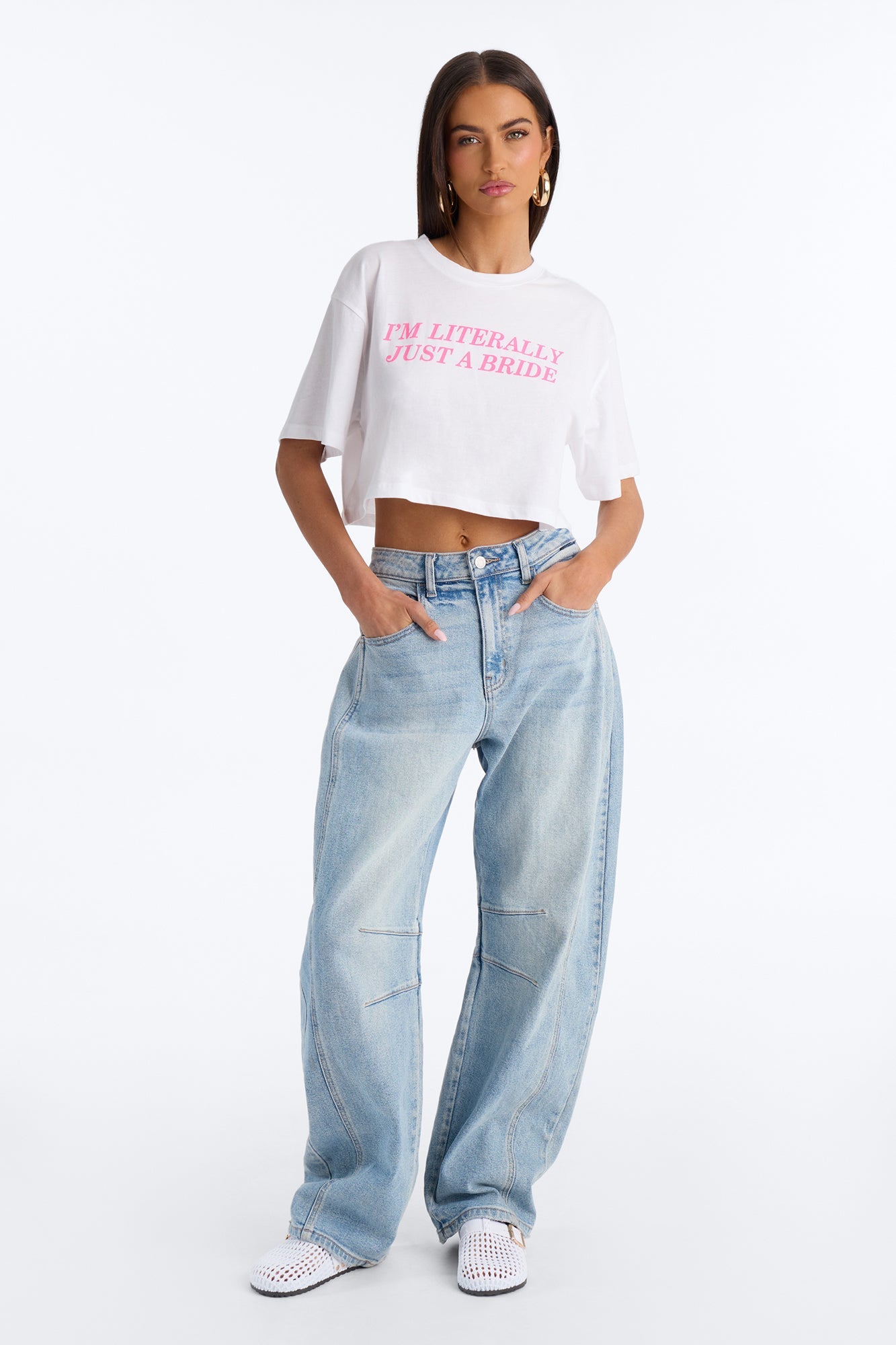 I'm Literally Just A Bride Baby Tee - White
