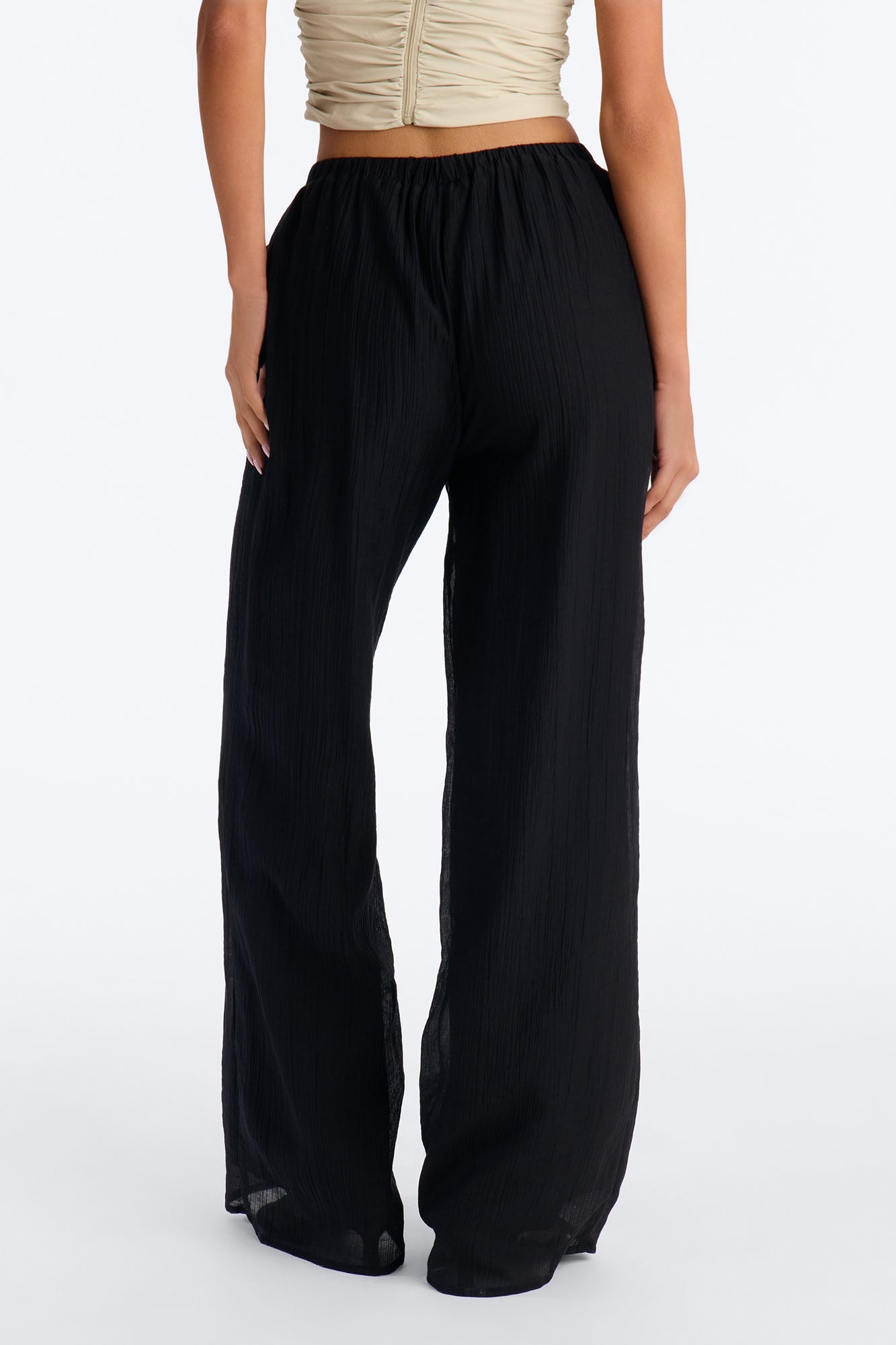 Vacay Babe Textured Wide Leg Pant - Black