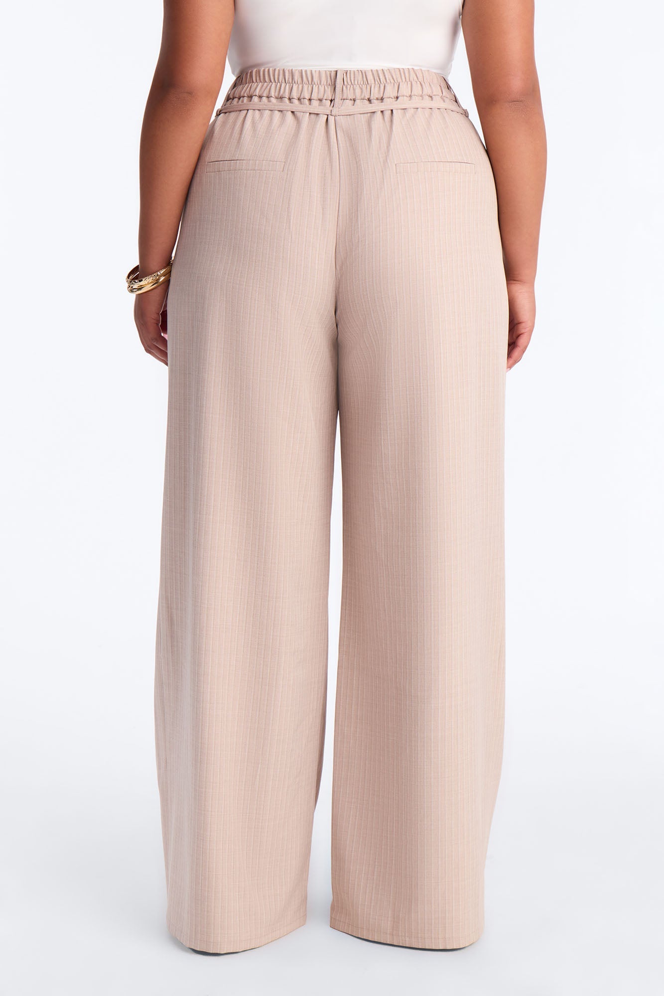 Old Money Feel Pinstripe Belted Trouser Pant 33″ - Mauve