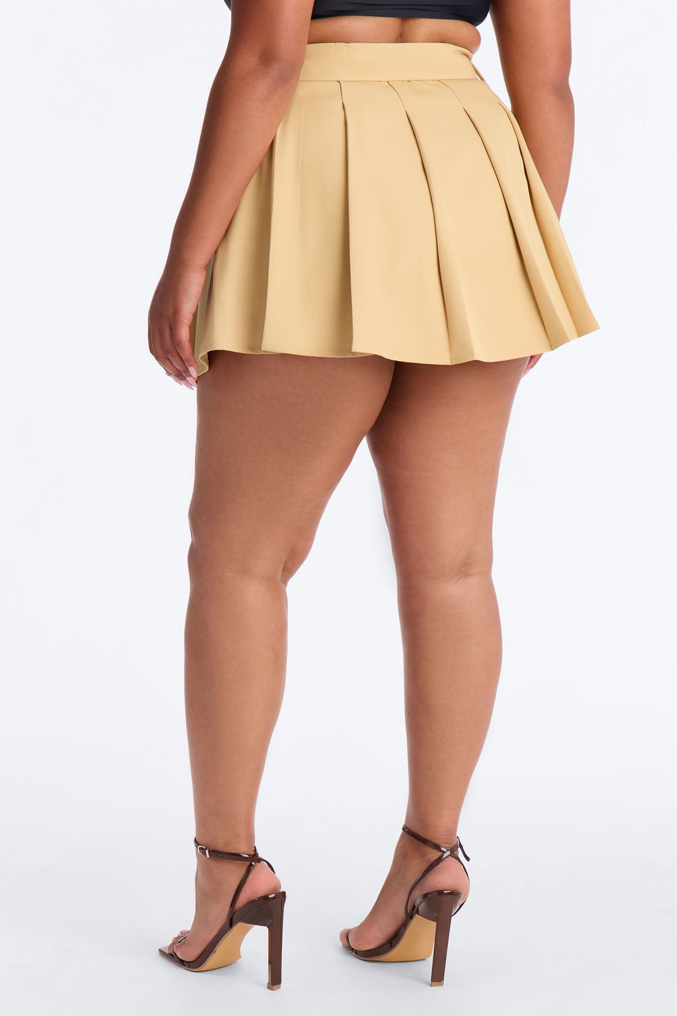 Walk the Talk Belted Pleated Mini Skirt - Khaki Fashion Nova
