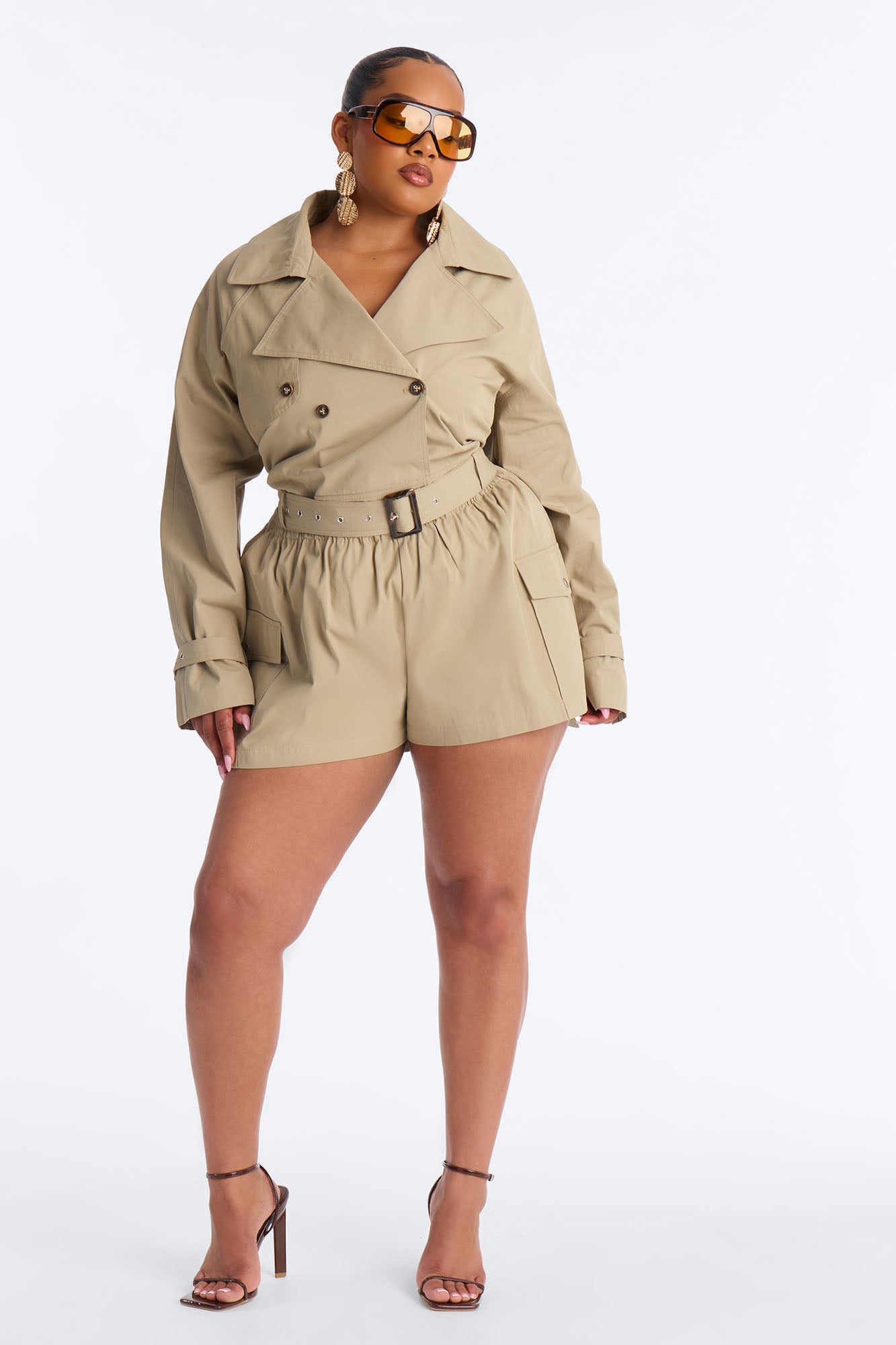 Head Turner Twill Cropped Trench Jacket - Khaki Fashion Nova
