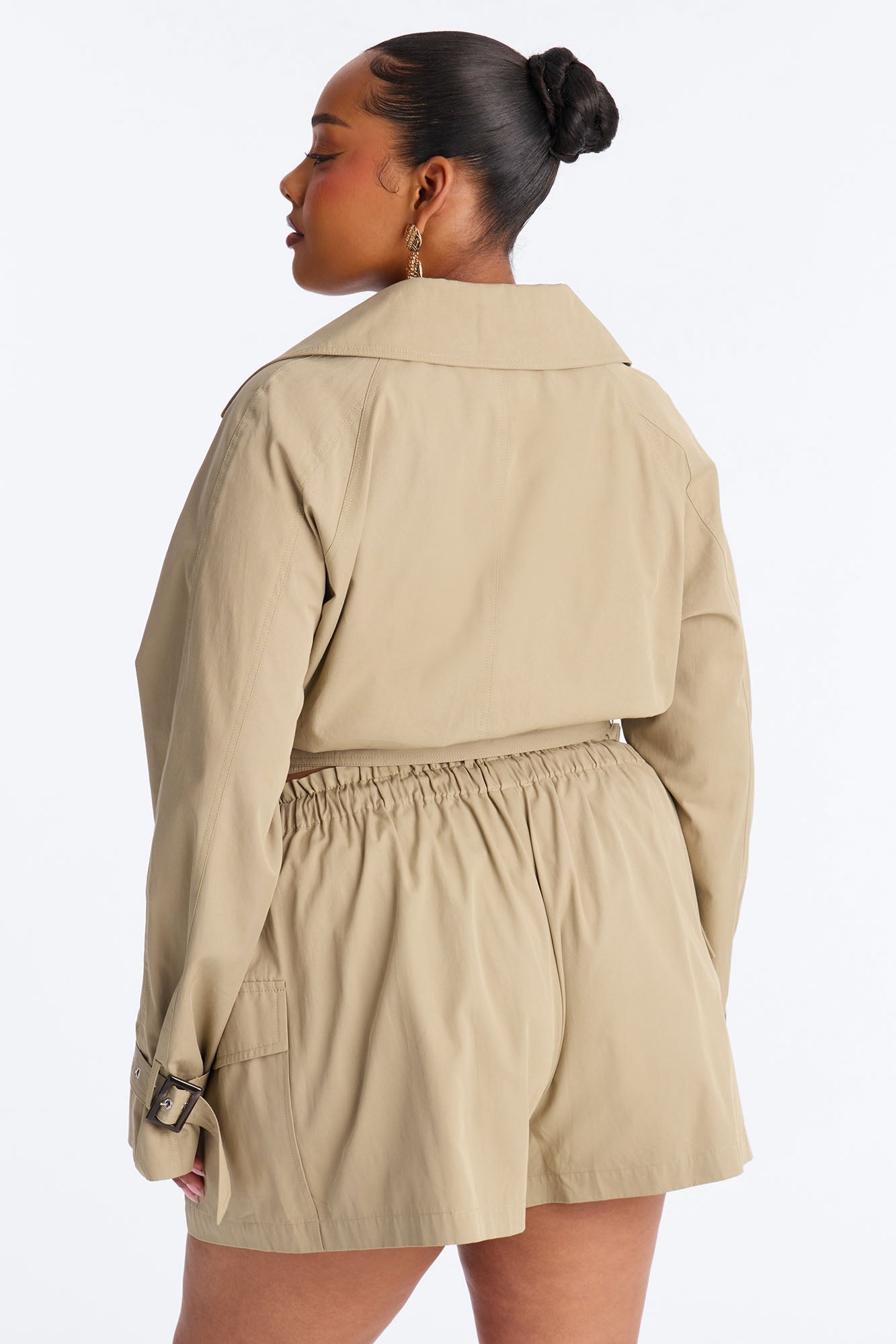 Head Turner Twill Cropped Trench Jacket - Khaki Fashion Nova