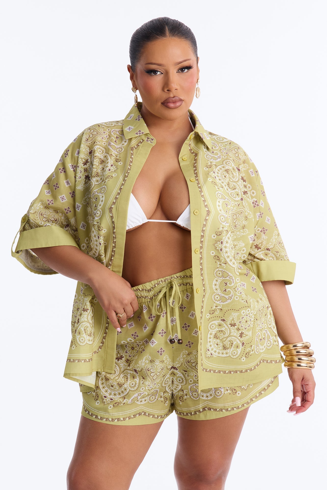 Daphne Paisley Short Set - Green