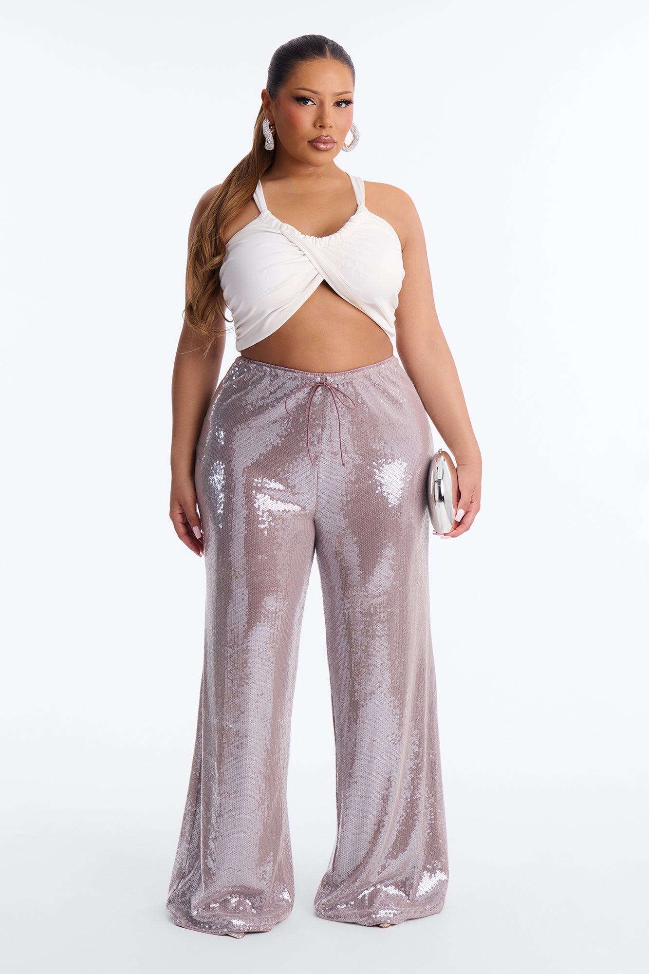 Glow Time Sequin Embellished Pants - Orchid