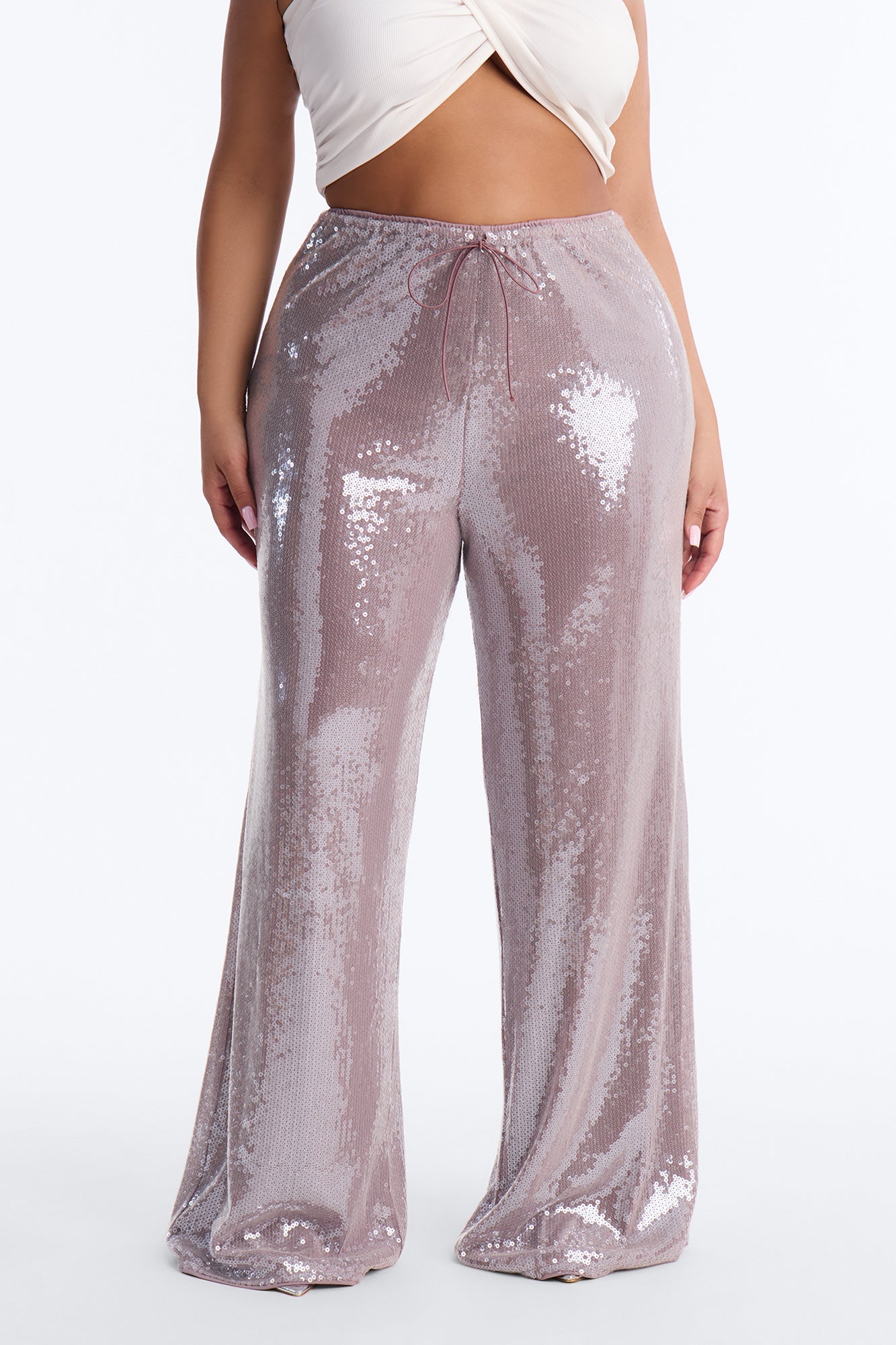 Glow Time Sequin Embellished Pants - Orchid