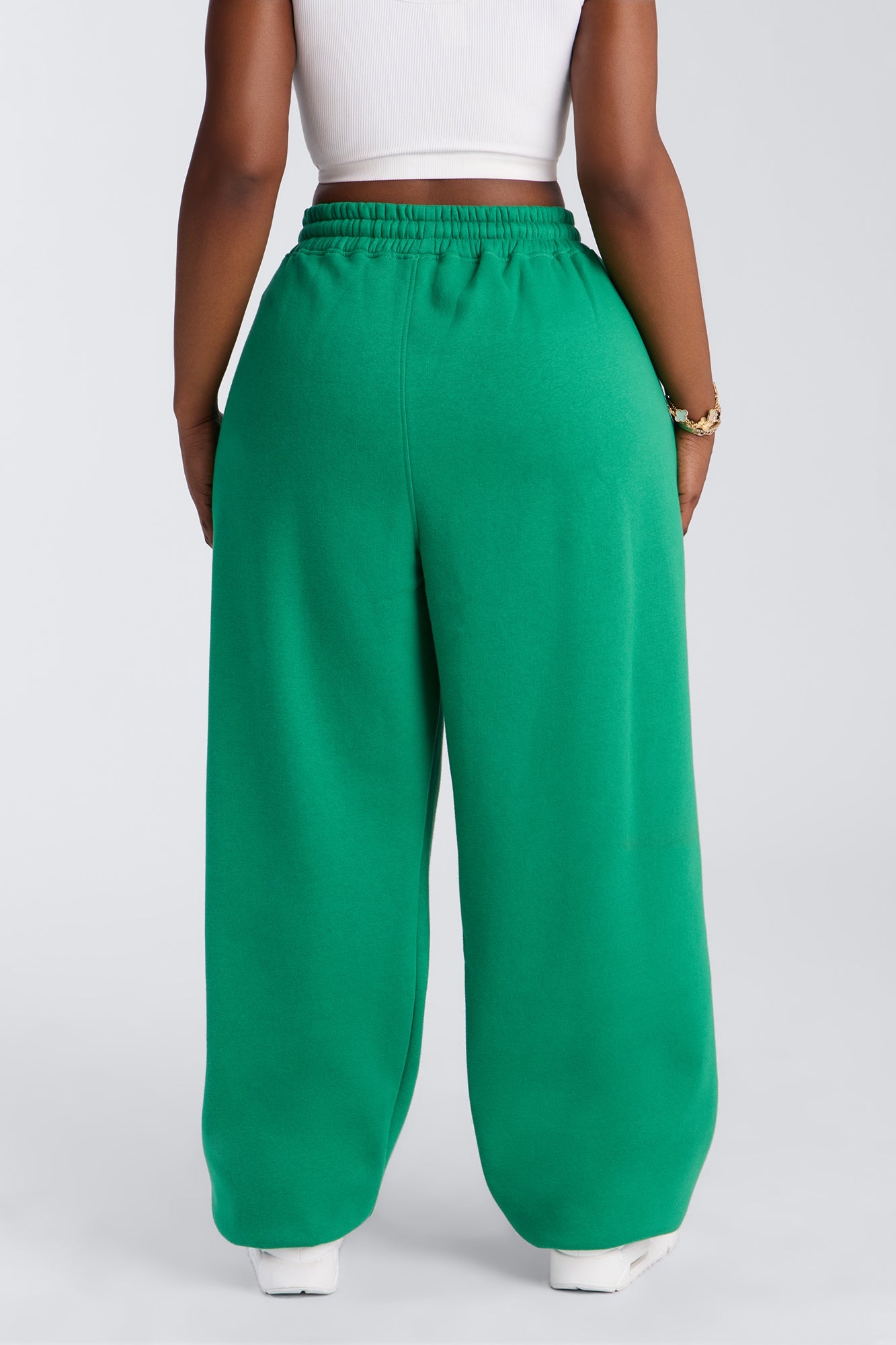Mia Pleated Fleece Jogger Pants - Green