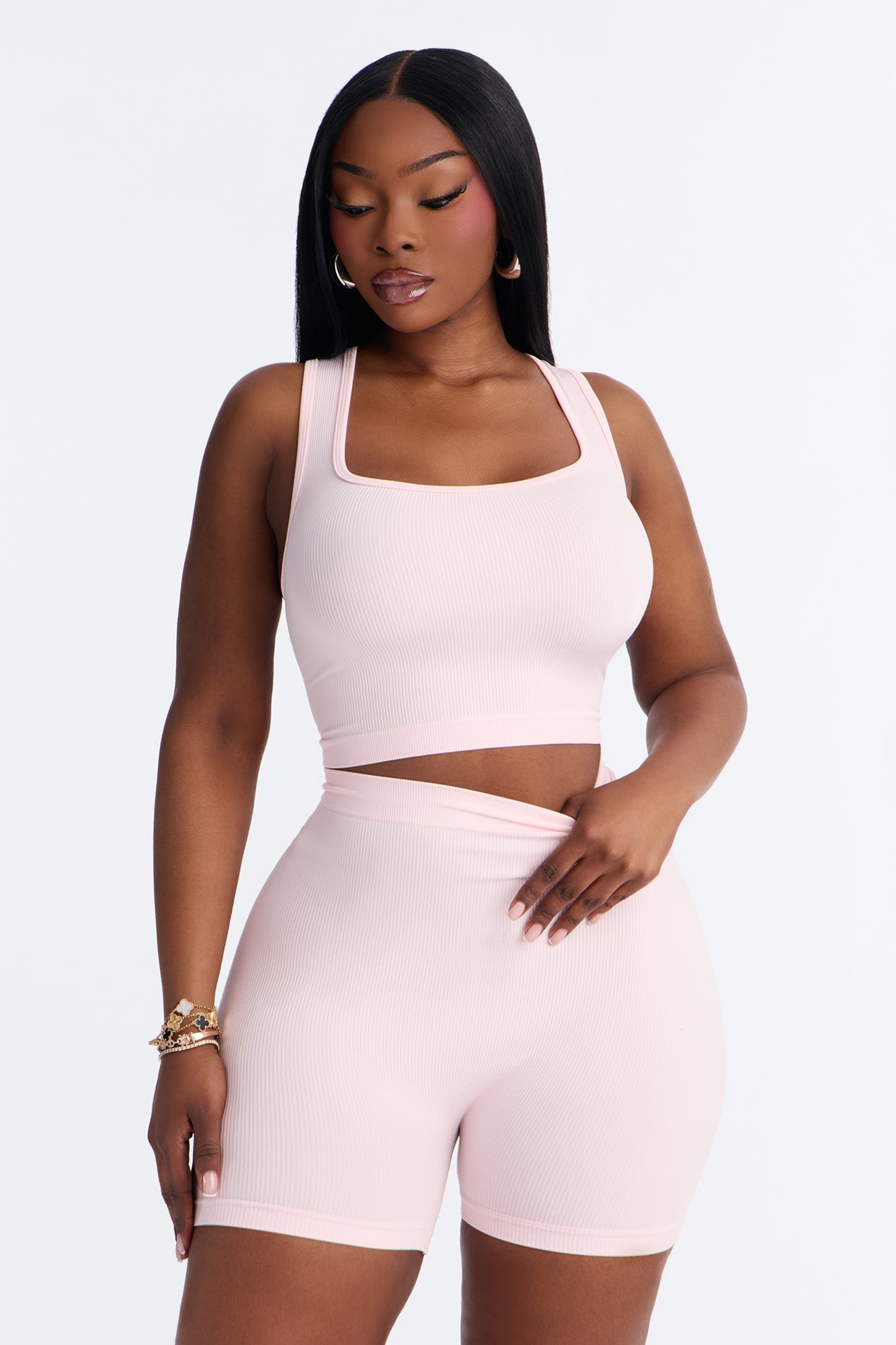 Active Aura Seamless Biker Short Set - Pink
