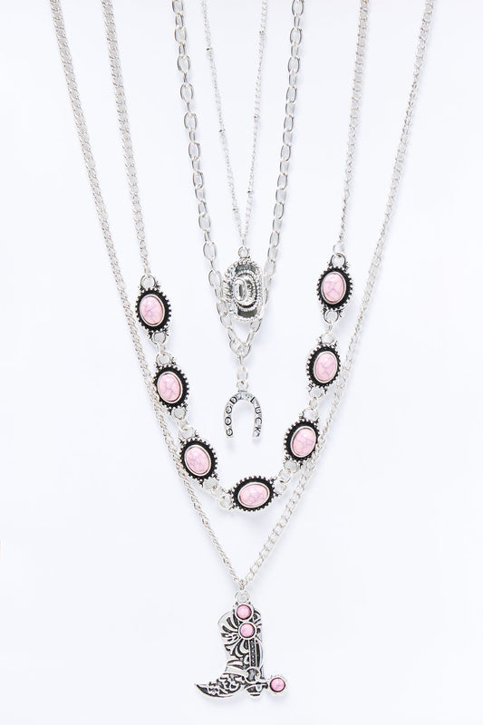 Western Charm Layered Necklace - Silver/Combo