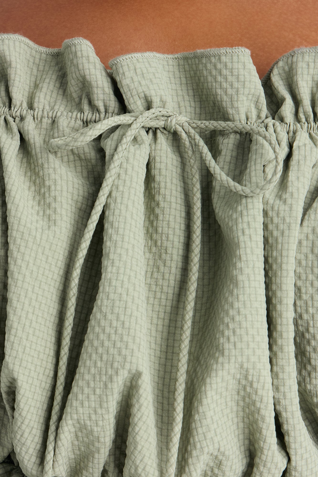 Sunkissed Therapy Lace Up Ruffle Top - Sage