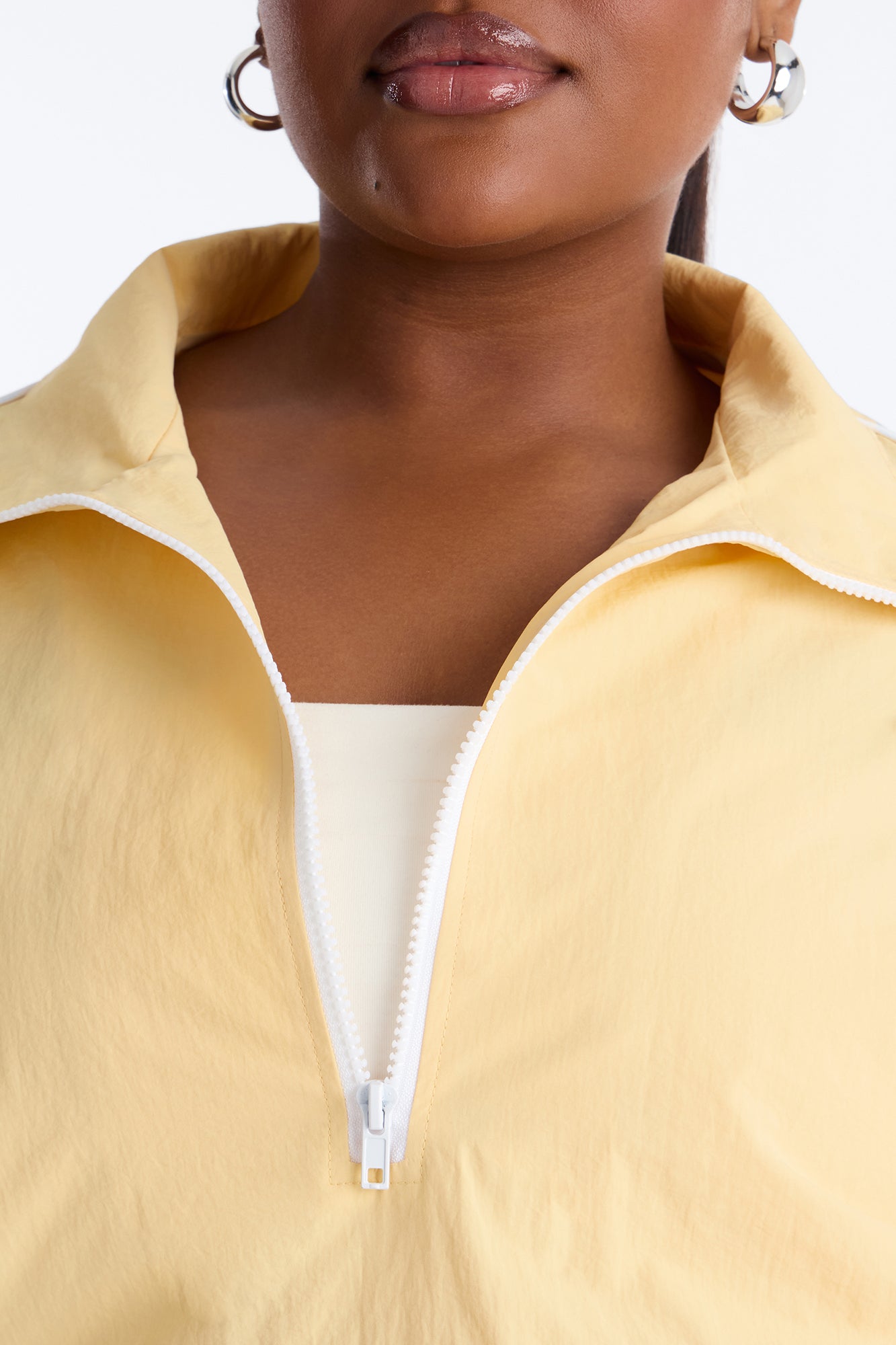 Victory Lap Windbreaker Funnel Neck Half Zip Jacket - Yellow