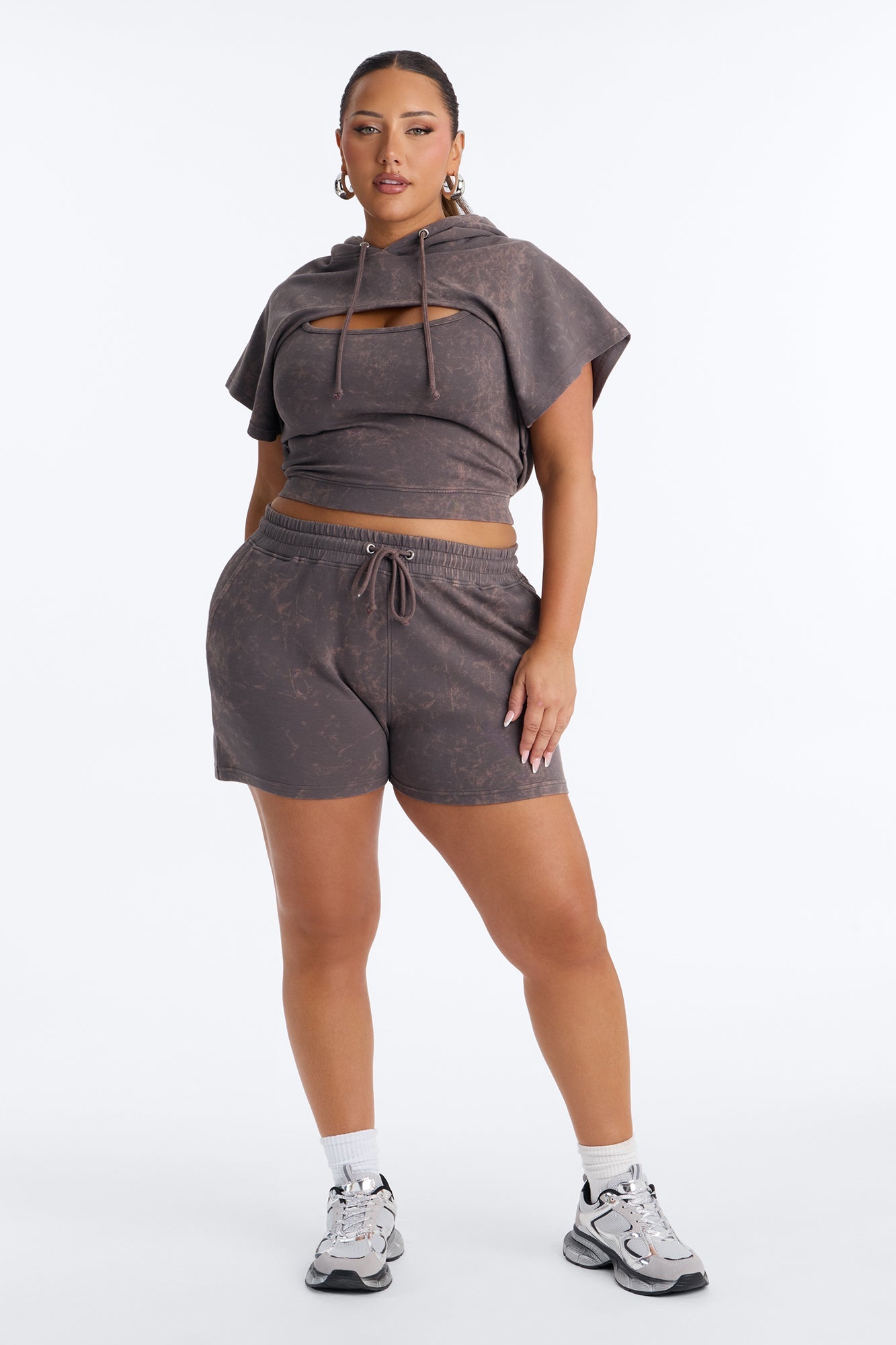 Braelyn Bolero 3 Piece Short Set - Brown