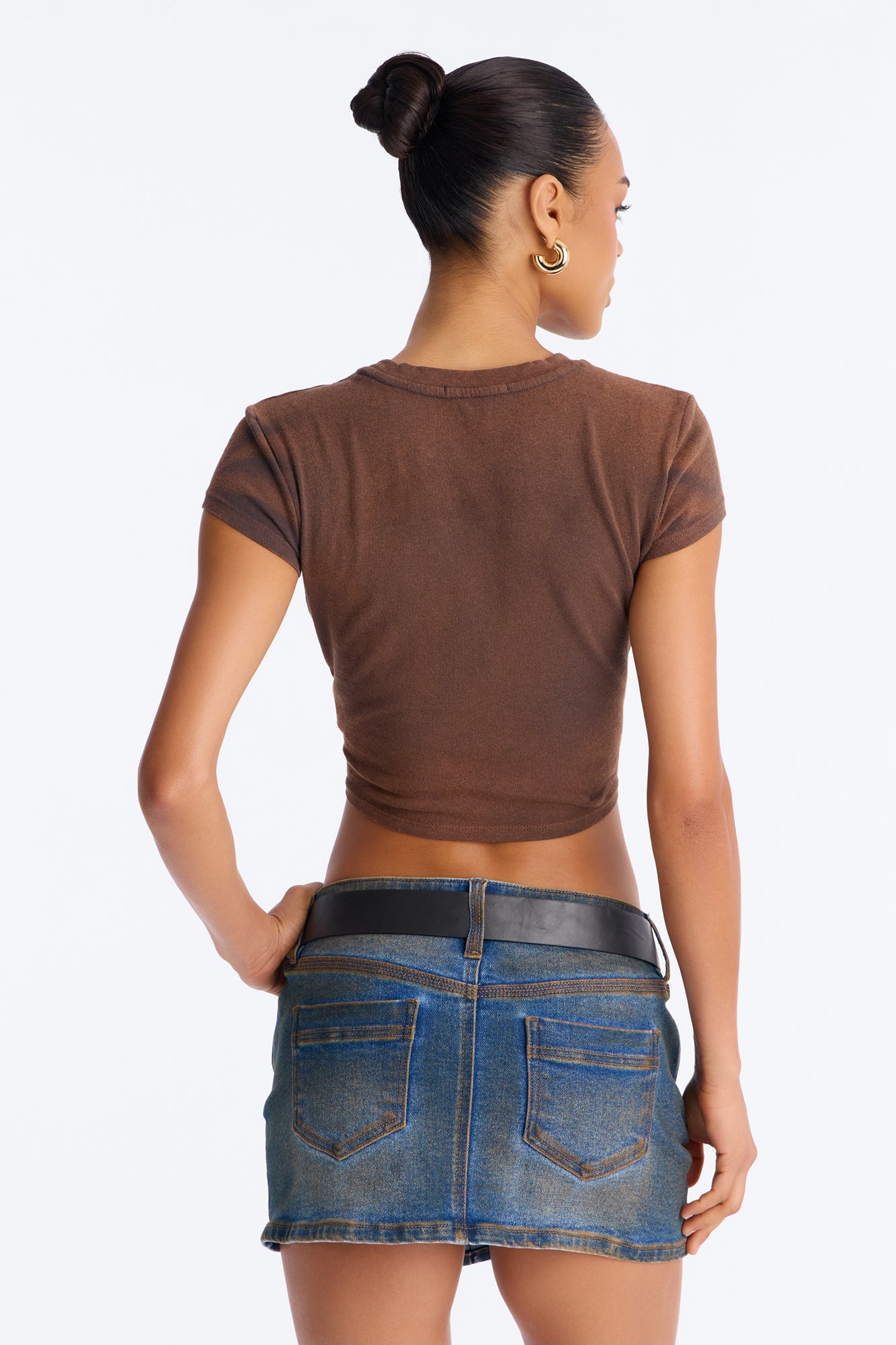 Cowgirl Shit All Day Washed Baby Tee - Brown