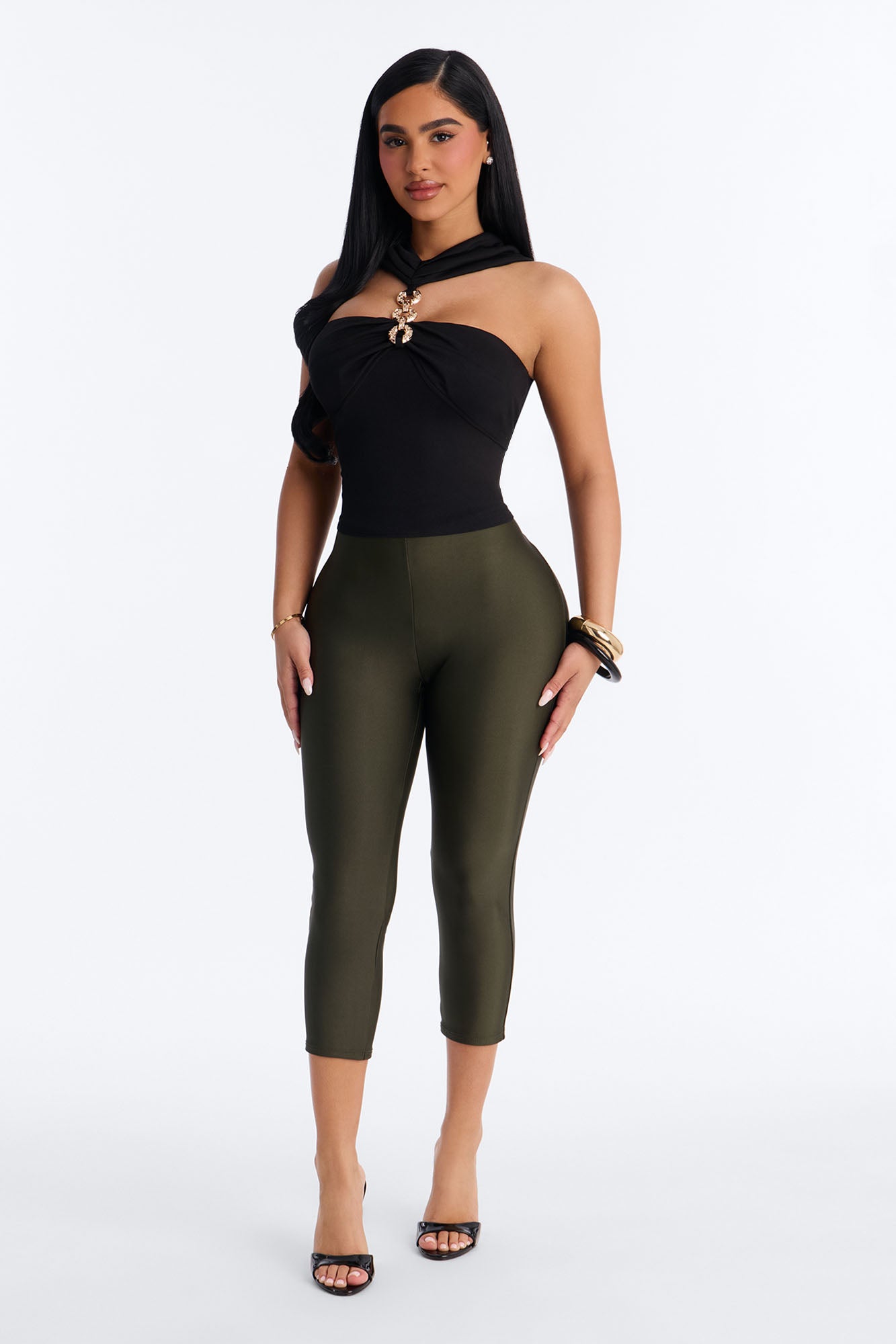 Break the Chain Ruched Sleeveless Top - Black