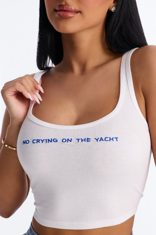 No Crying On The Yacht Tank - White