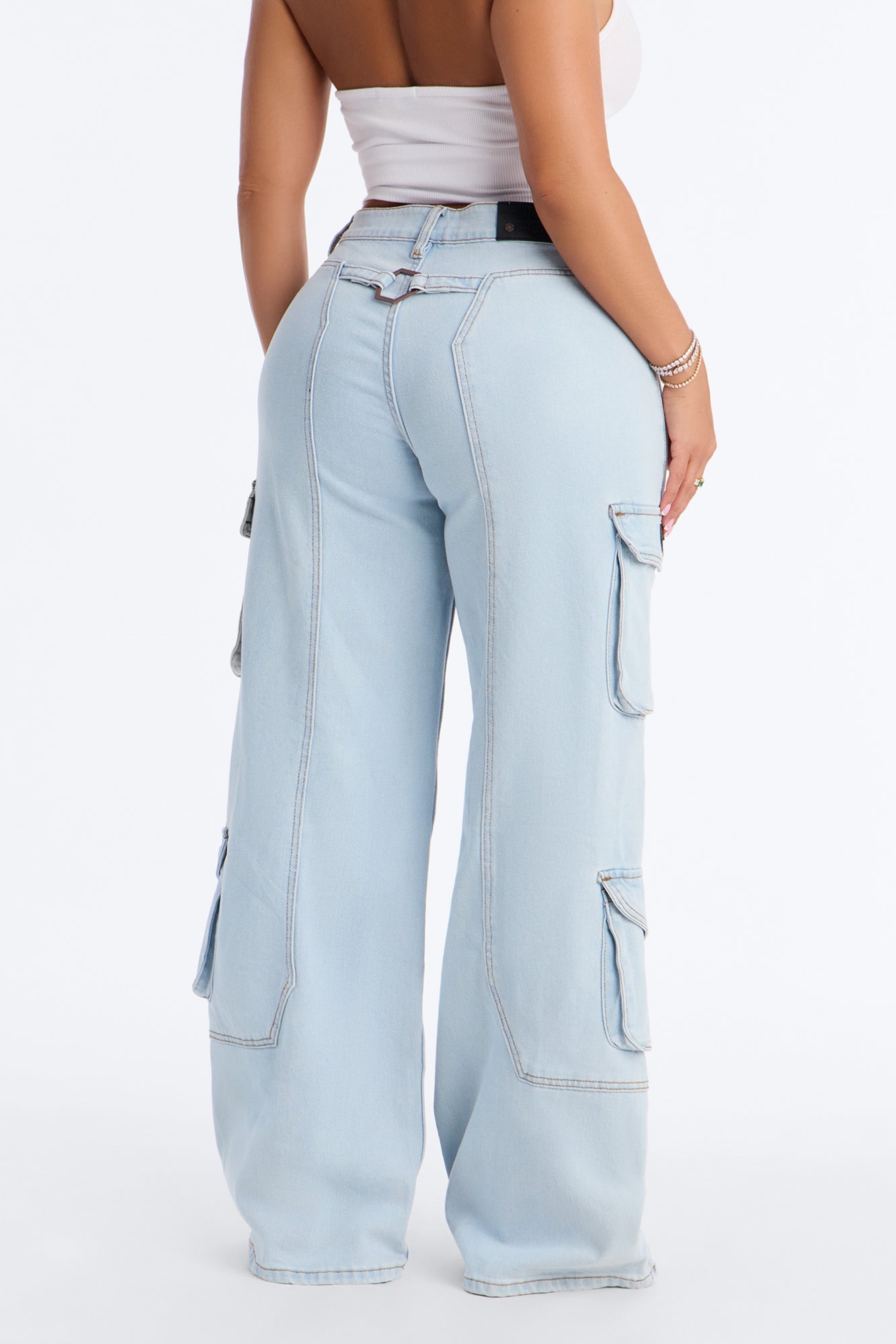 Southpole Cargo Baggy Jeans - Light Wash